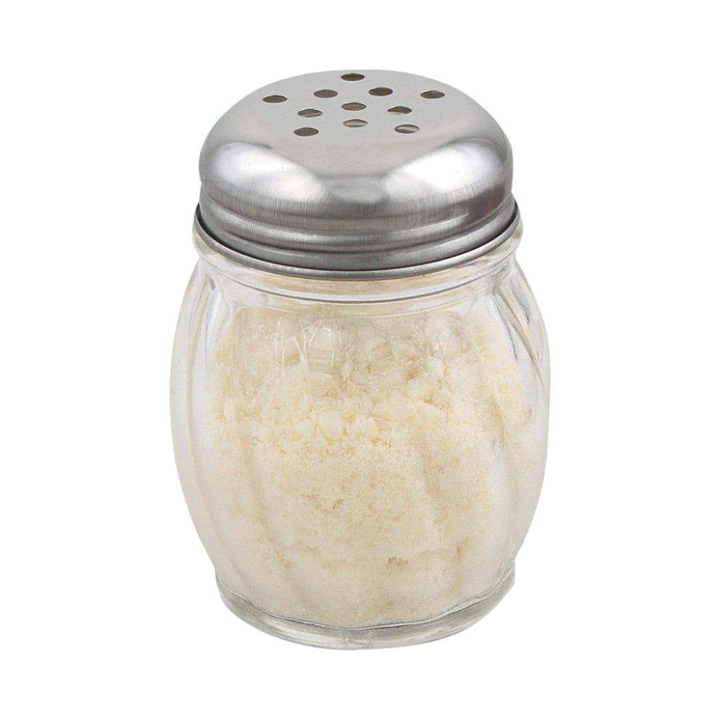 Premium 6 Oz Glass Cheese Shaker with Stainless Steel Lid - Perfect for Restaurants, Kitchens & Gourmet Cooking - Sprinkle Parmesan, Spices & Herbs Easily