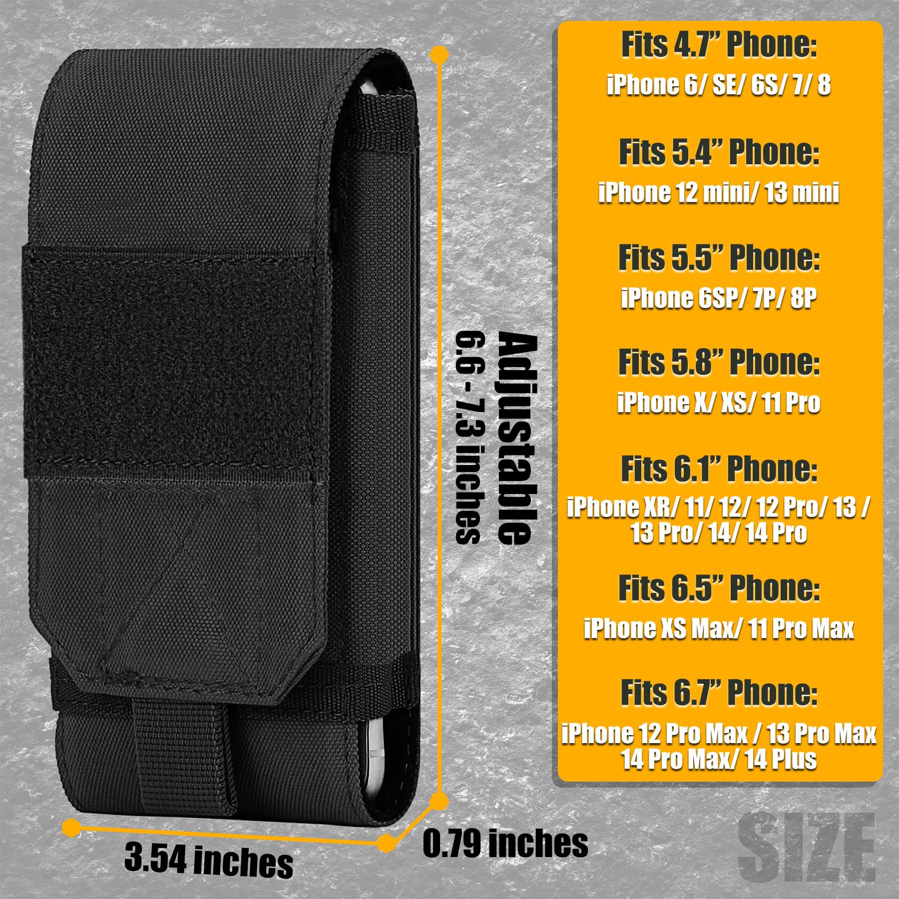 IronSeals Tactical Molle Phone Case - Heavy Duty Loop Belt Holster Pouch with Flag Patch for iPhone 16 Pro Max/16 Plus/16 Pro/16/15 Pro Max/14 Pro Max/13 Pro Max/12 Pro Max & Galaxy S24 Ultra - Perfect for Outdoor Adventures, Military Use, Hiking, and Tactical Gear Enthusiasts