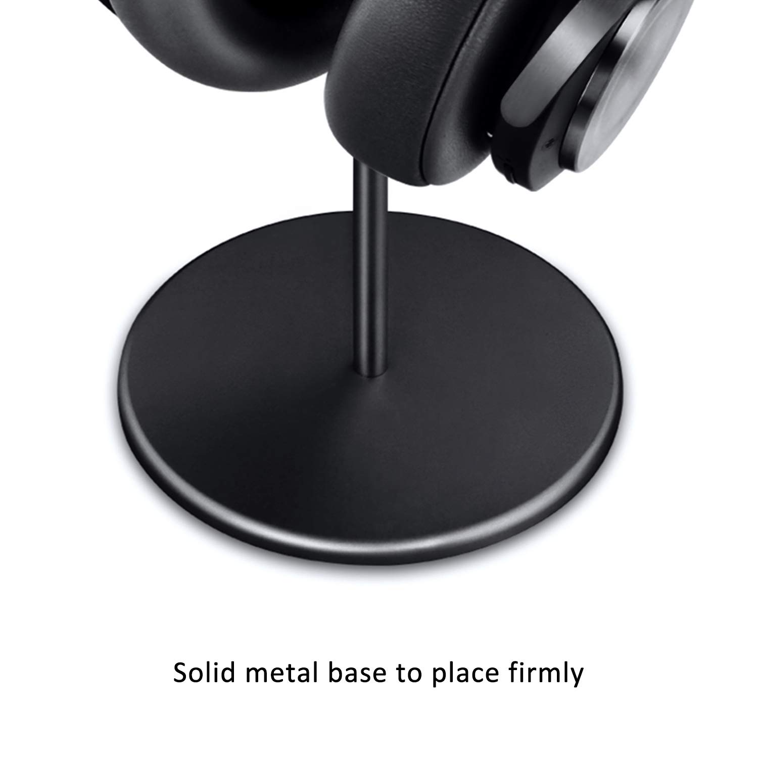 Premium Walnut Wood & Aluminum Headphone Stand with Heavy Base - Universal Gaming Headset Holder for All Sizes (Black) - Perfect for Desk Organization & Gaming Setup Accessories