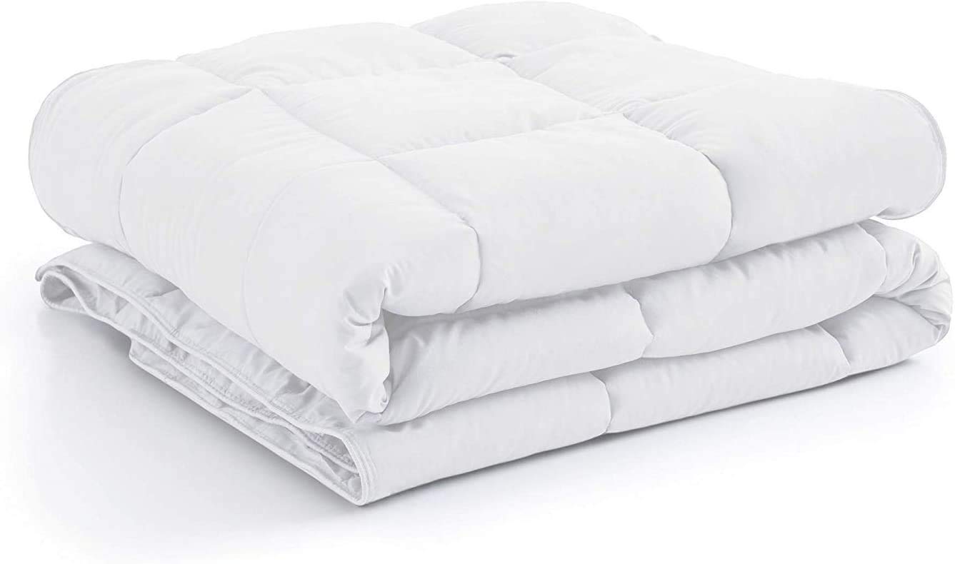 Premium 3-Piece Goose Down Alternative Comforter Set - King/California King Size - 100% Egyptian Cotton 1000 TC Duvet Insert - Quilted Luxury Bedding (White) for Cozy Bedroom & Guest Room Decor