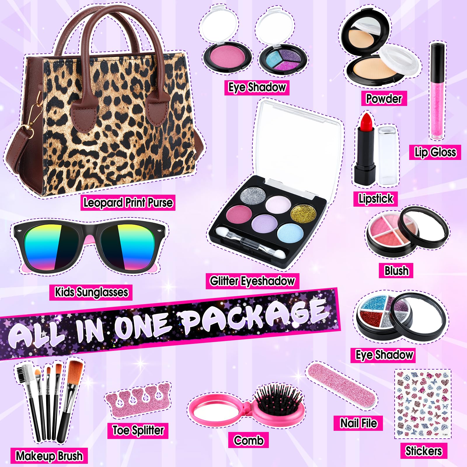 **GIFTINBOX Washable Kids Makeup Kit for Girls Ages 3-12, Princess Toy Makeup Set with Bag - Perfect for Birthday Gifts, Pretend Play & Dress-Up**