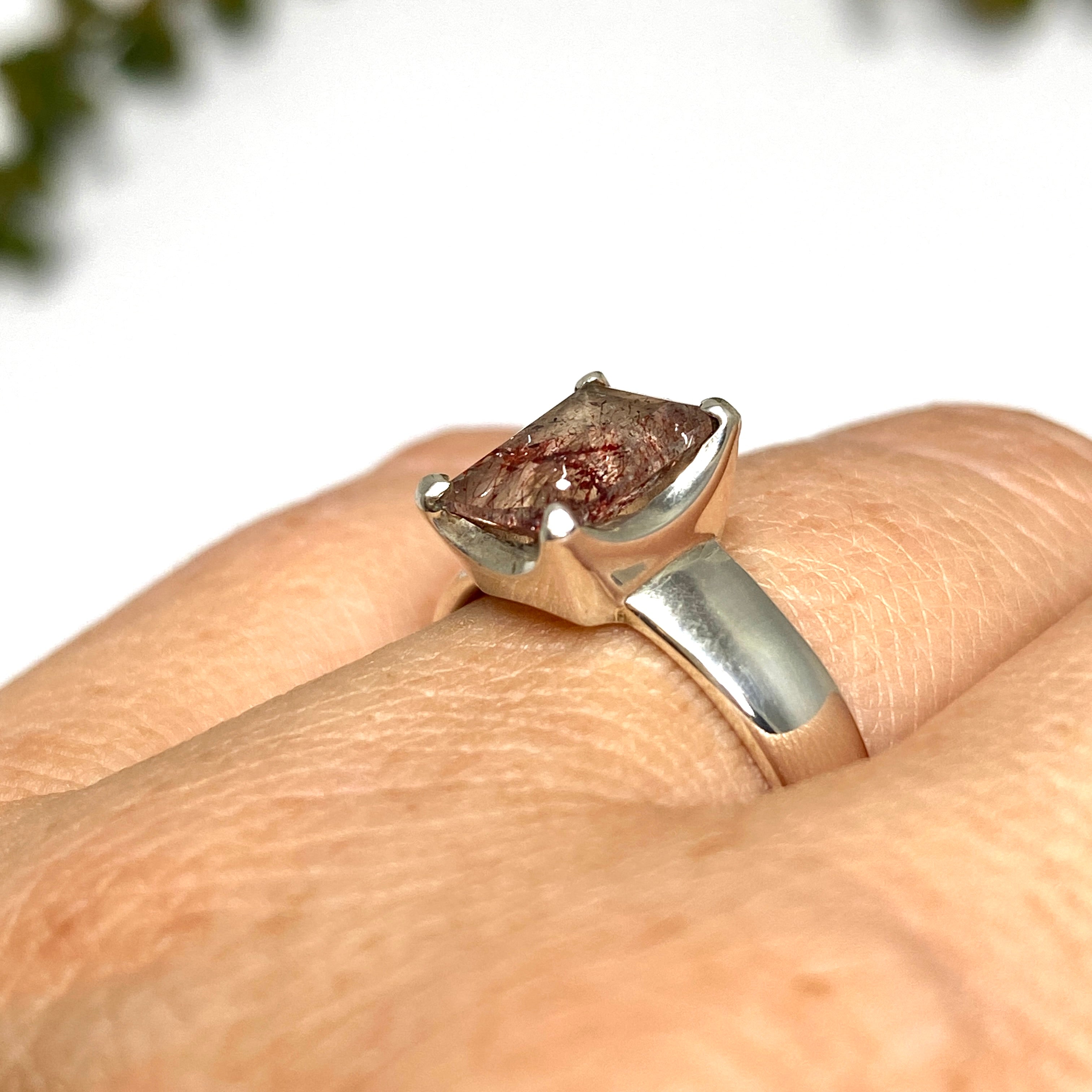 Lepidicrocite in Quartz Faceted Ring - Size 7.5 Rectangular Gemstone Jewelry for Women | Elegant Gift for Birthday, Anniversary & Special Occasions