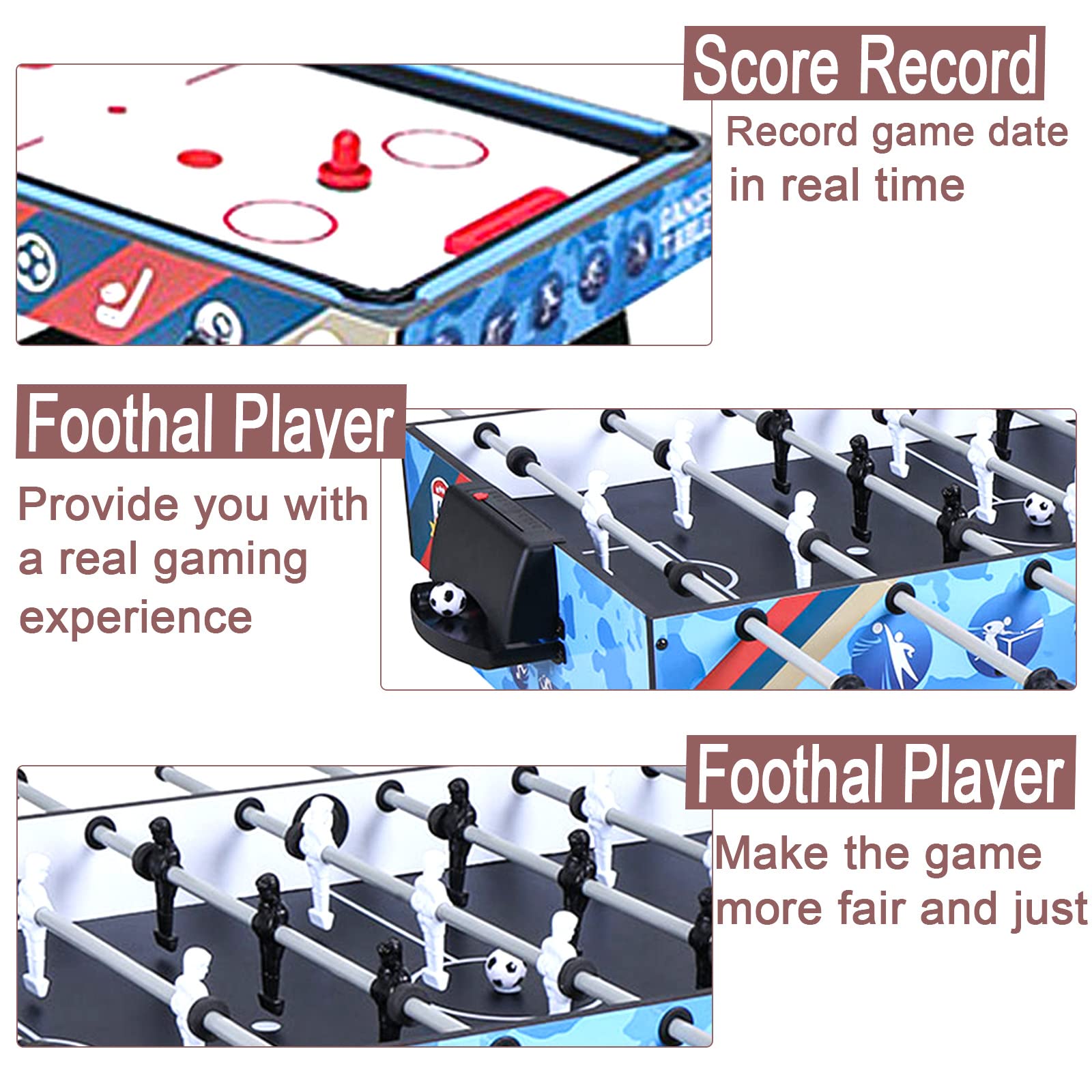 5-in-1 Multi Game Table Set - Portable Folding Foosball, Ping Pong, Pool Billiards, Air Hockey & Basketball Combo with Accessories - Perfect for Family Game Nights, Parties & Indoor Recreation