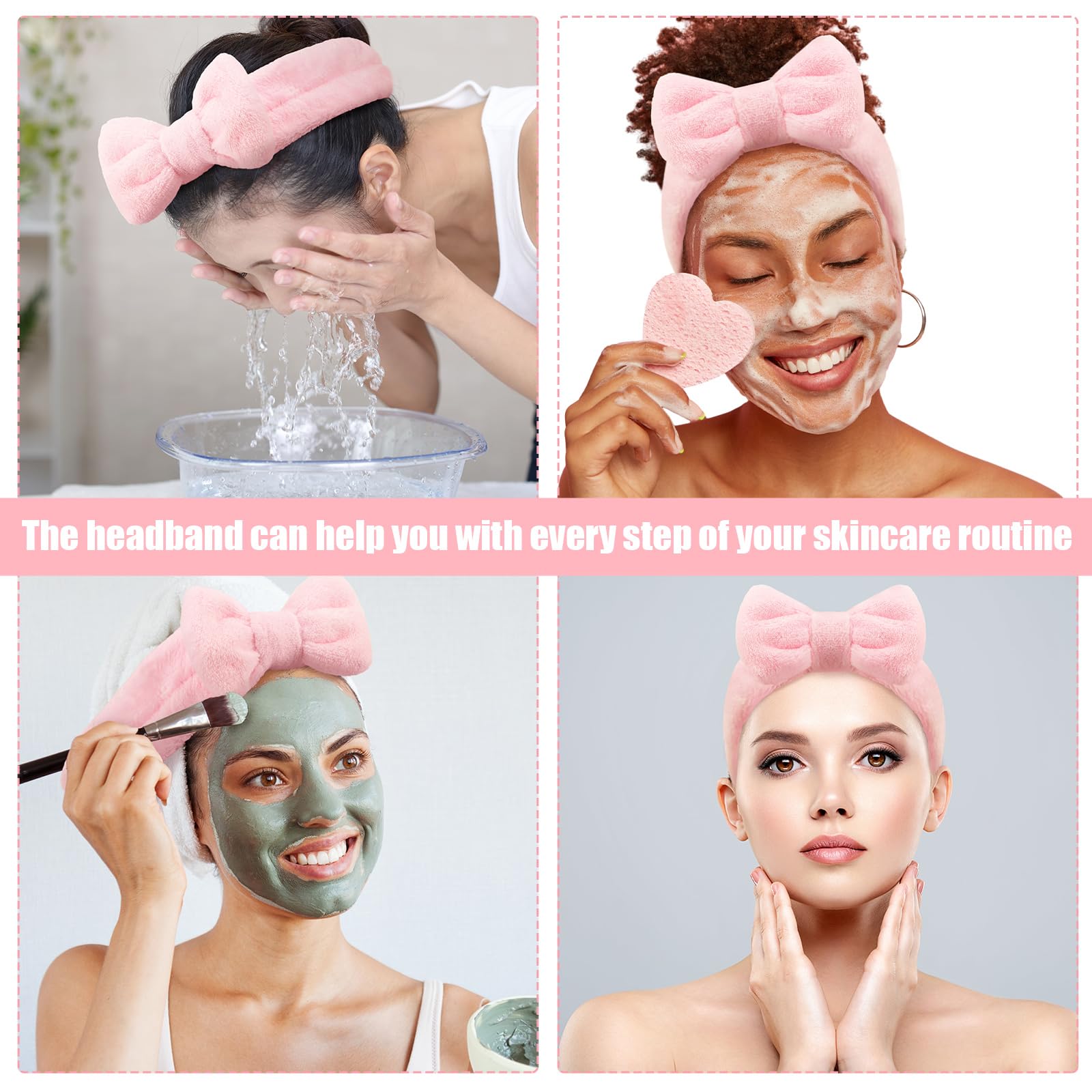 36 Pcs Spa Headbands Bulk - Soft Flannel Fleece Elastic Face Wash Headbands for Women - Hair Wrap, Yoga, Sports, Shower & Skincare (Pink) - Perfect for Spa Days, Makeup Routine & Relaxation at Home