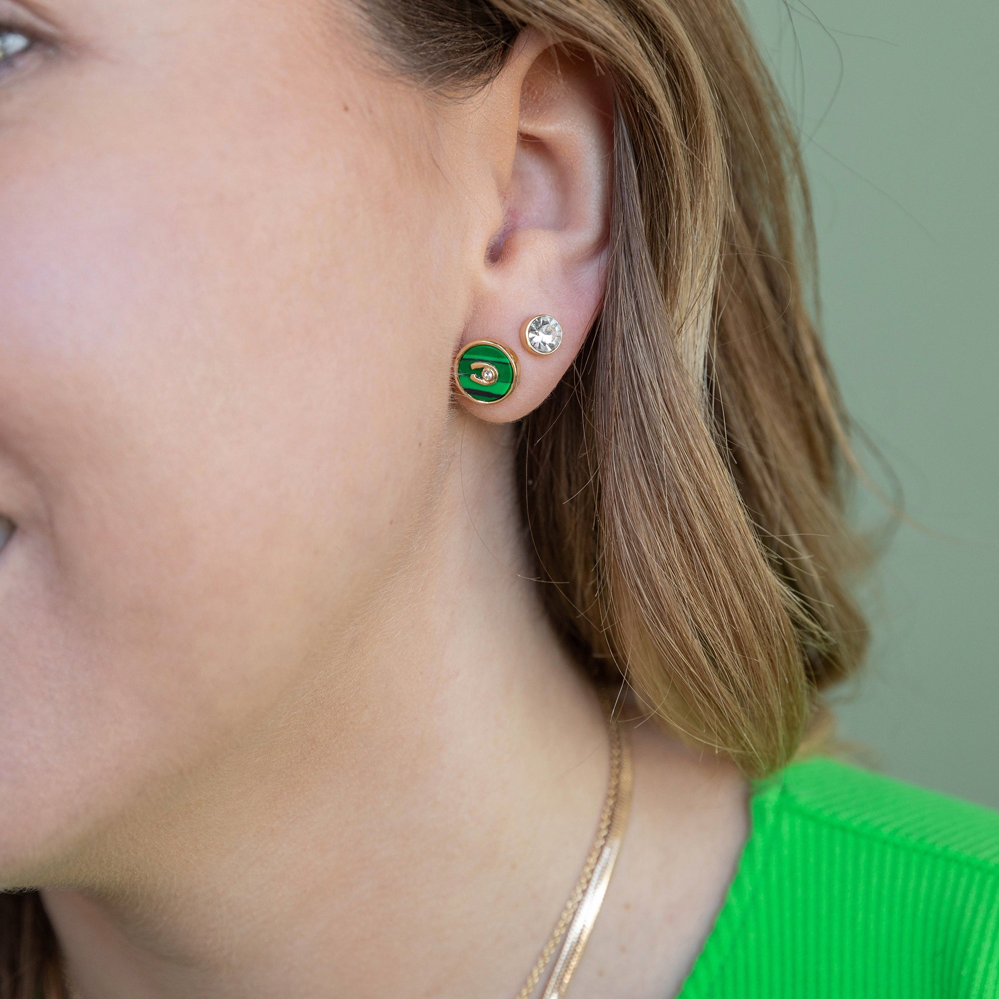 Elegant Horseshoe & Crystal Earrings Set - Genuine Reconstituted Malachite Gemstone Jewelry for Women | Perfect for Weddings, Parties & Everyday Wear