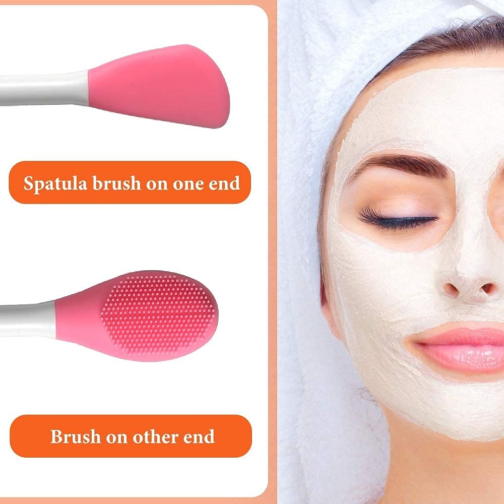 Zoxito Double-Ended Silicone Face Mask Brush - Professional Makeup Applicator for Mud, Clay & Charcoal Masks | Soft Beauty Tool for Cream & Lotion Application | Perfect for Spa, Home Facial & Skincare Routine
