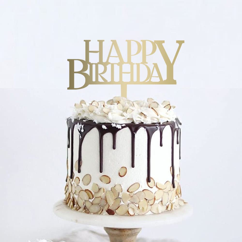 Gold Acrylic Happy Birthday Cake Topper - Personalized Letter Cake Decoration for Kids & Adults - Perfect for Birthday Parties, Celebrations & Special Events