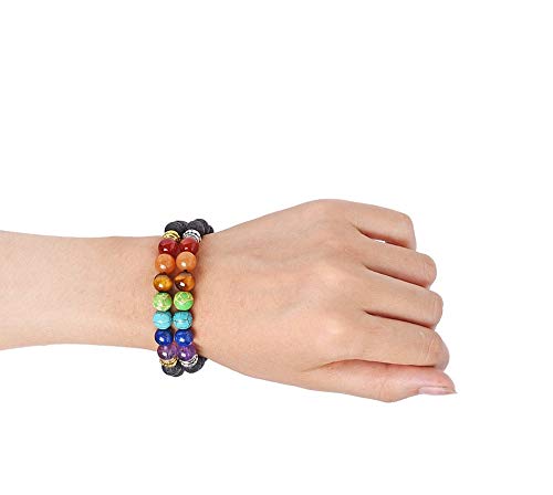 MOJÜROCZY 7 Chakra Healing Bracelet for Women & Men - Natural Stone Beads Yoga Meditation Bracelet with Adjustable Rope - Spiritual Jewelry for Energy Balance & Relaxation (Perfect for Yoga, Meditation & Daily Wear)