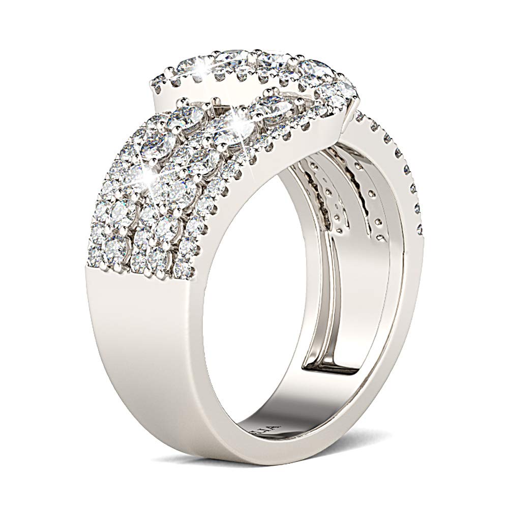 Jeulia Sterling Silver Intertwined Crossover Rings for Women - Elegant Wedding Band, Round Cut Engagement Ring, Anniversary & Birthday Gift with Jewelry Box | Perfect for Valentine's Day, Proposal, Bridal Jewelry & Special Occasions