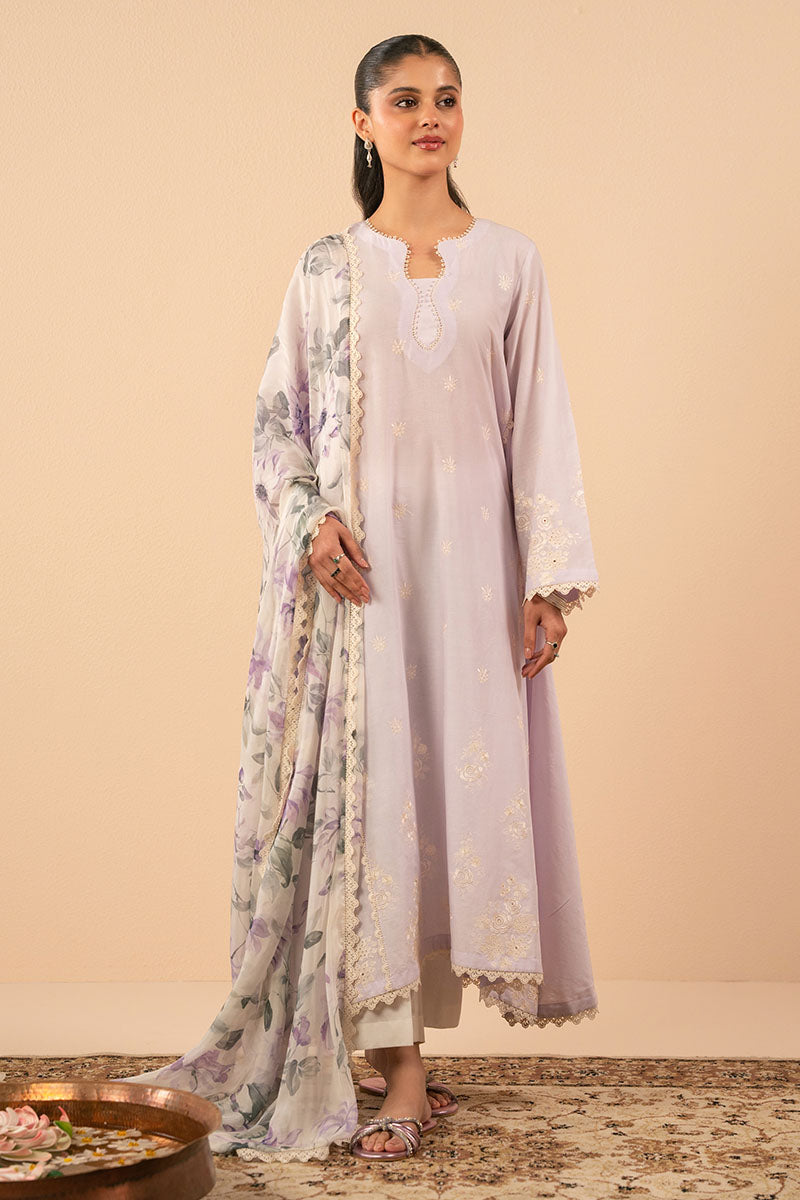 LILAC GLEAM 2-Piece Set - Women's Embroidered Shirt & Dupatta Scarf | Elegant Indian Ethnic Wear for Parties, Weddings & Festive Occasions
