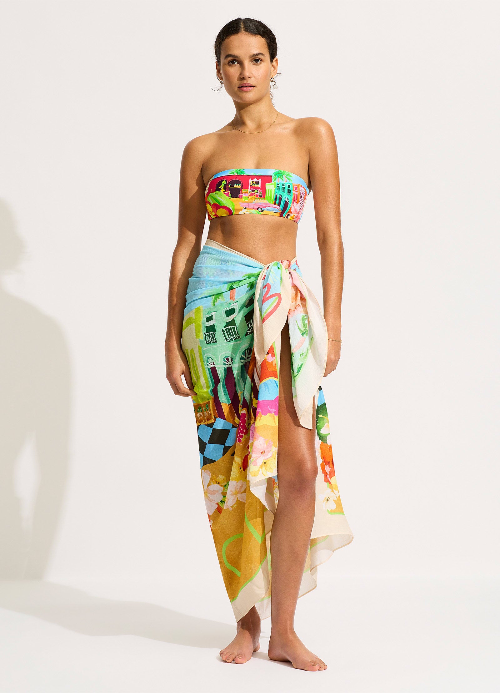 Turquoise Cuba Sarong - Stylish Beach Wrap for Women, Perfect for Poolside, Vacation & Summer Outfits