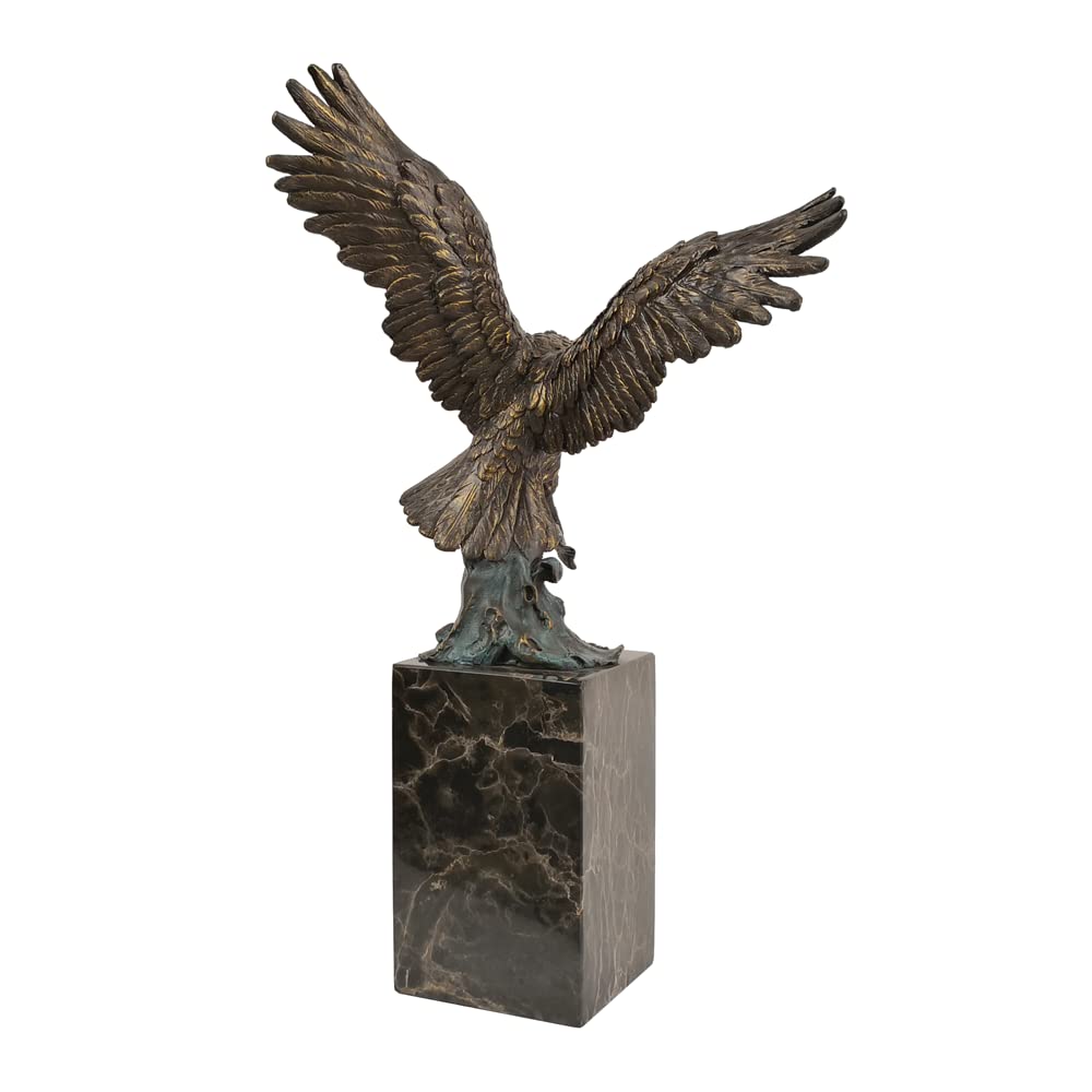 Bronze Eagle Catching Fish Statue - Handcrafted Falcon Hawk Sculpture Figurine for Home & Office Decor - Perfect for Bookshelf, Desk, or Gift