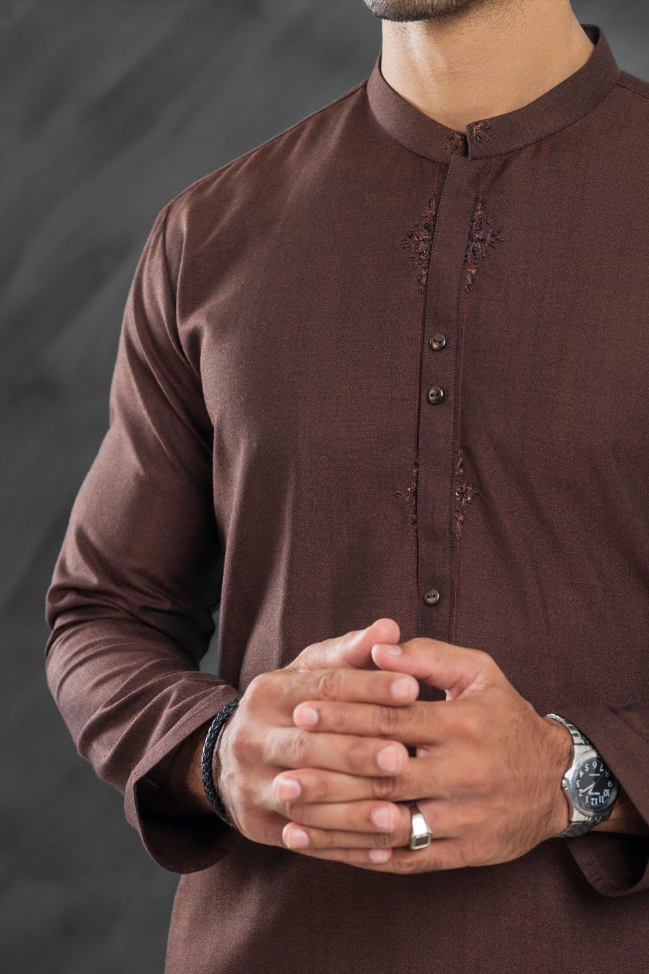 Premium Blended Dark Brown Kurta Trouser Set for Men - Traditional Indian Ethnic Wear for Weddings, Festivals & Special Occasions