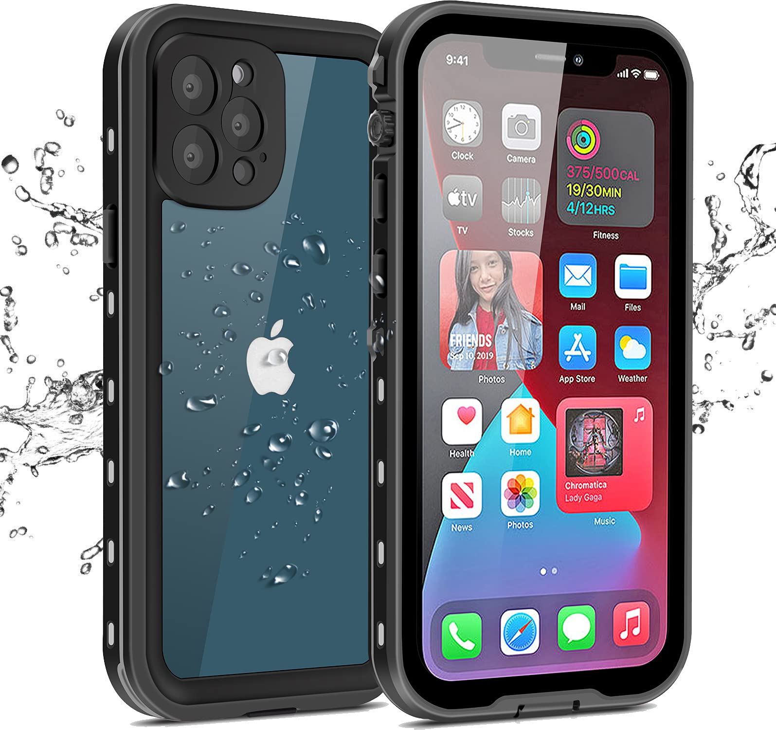 **iPhone 12 Pro Max Waterproof Case - Heavy Duty Shockproof & Dustproof Cover with Built-in Screen Protector | Rugged Full Body Protection for Underwater, Outdoor & Extreme Activities (Clear/Black)**