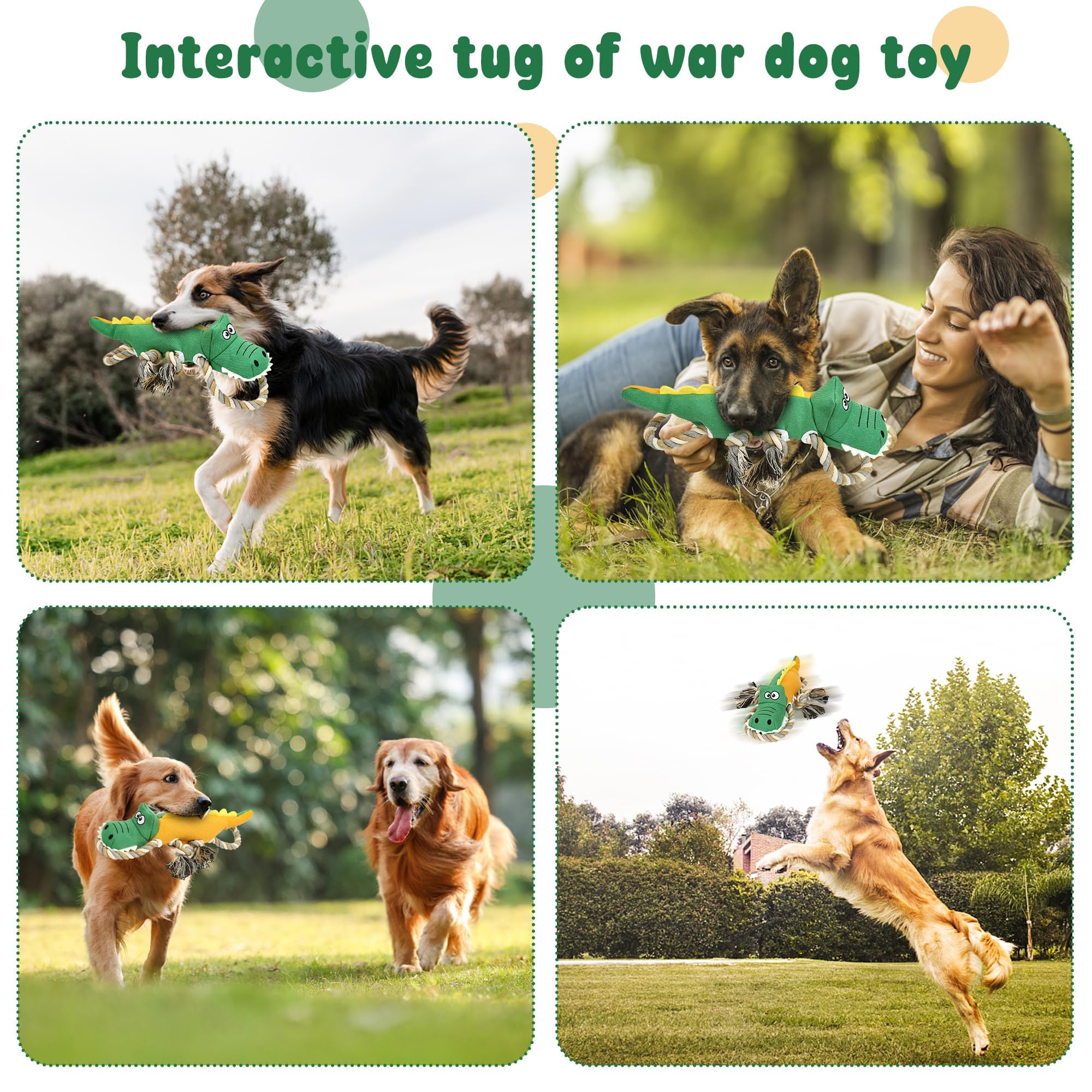 IOKHEIRA Indestructible Dog Toys for Aggressive Chewers - Durable Chew Toys for Large Dogs & Big Breeds, Tough Crocodile-Shaped Toy for Playtime & Training