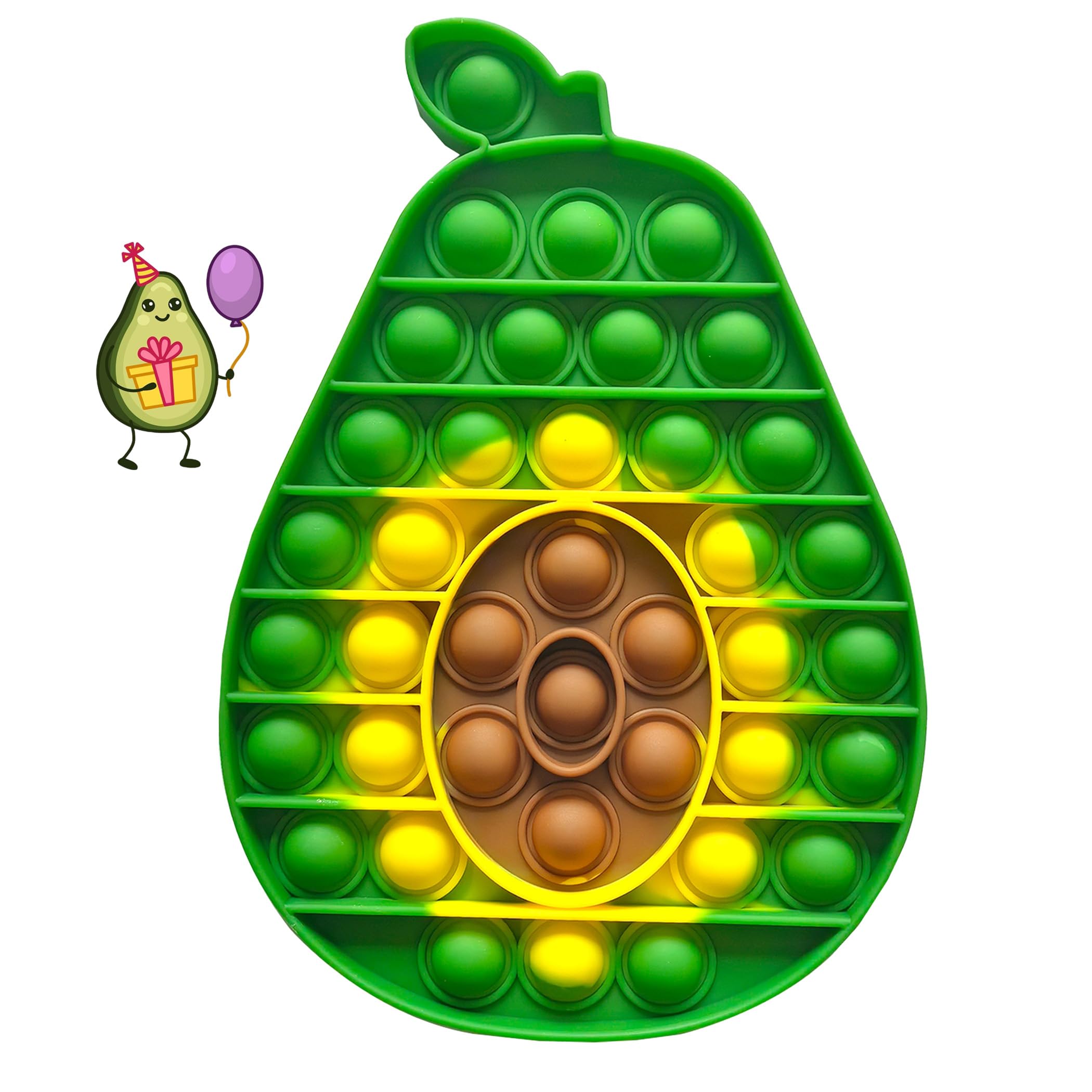 Fidget Toys for Kids & Adults - Push Bubble Sensory Toy for ADHD, Autism, Anxiety & Stress Relief - Avocado Shaped Silicone Stress Ball - Perfect for Classroom, Office, Travel & Birthday Gifts for Boys & Girls Ages 1-4 - Great for Focus, Relaxation & Sensory Play