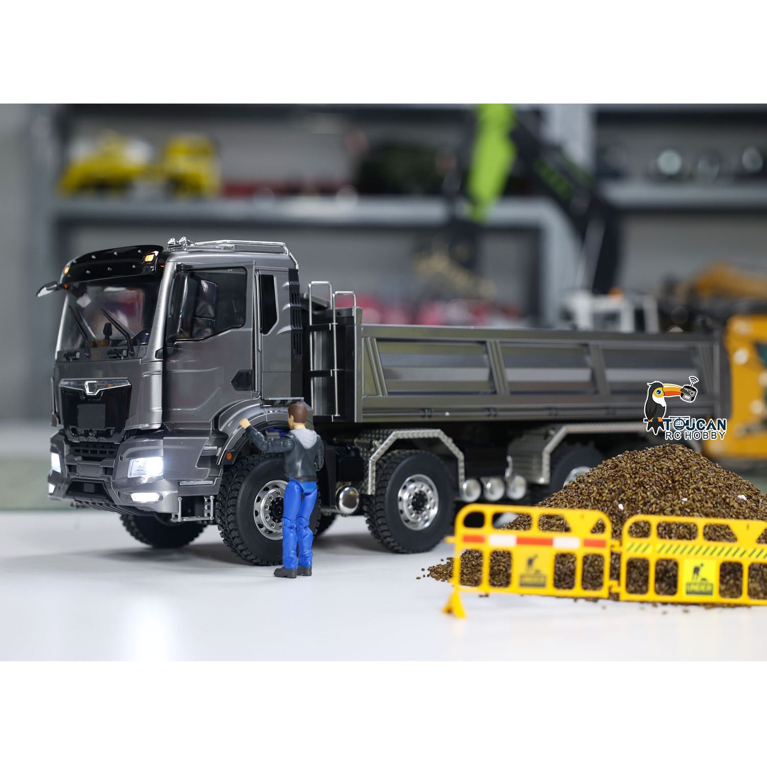 1:14 Scale Hydraulic 8x8 RC Tipper Truck - Metal Cabin Shell with Differential Lock, 2-Speed Transmission, Sound & Light Effects - Ready-to-Run Radio Control Dump Truck for Construction Site Play, Off-Road Adventure and RC Hobby Enthusiasts