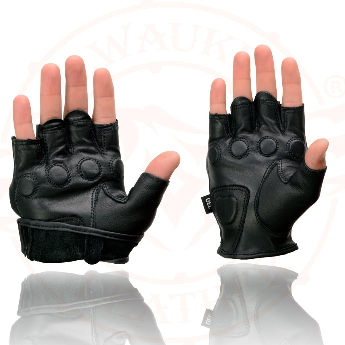 Milwaukee Leather Men's Fingerless Gloves - Premium Biker Gloves for Motorcycle Riding, Cycling & Outdoor Activities - Touchscreen Compatible Work Gloves for Cold Weather Protection