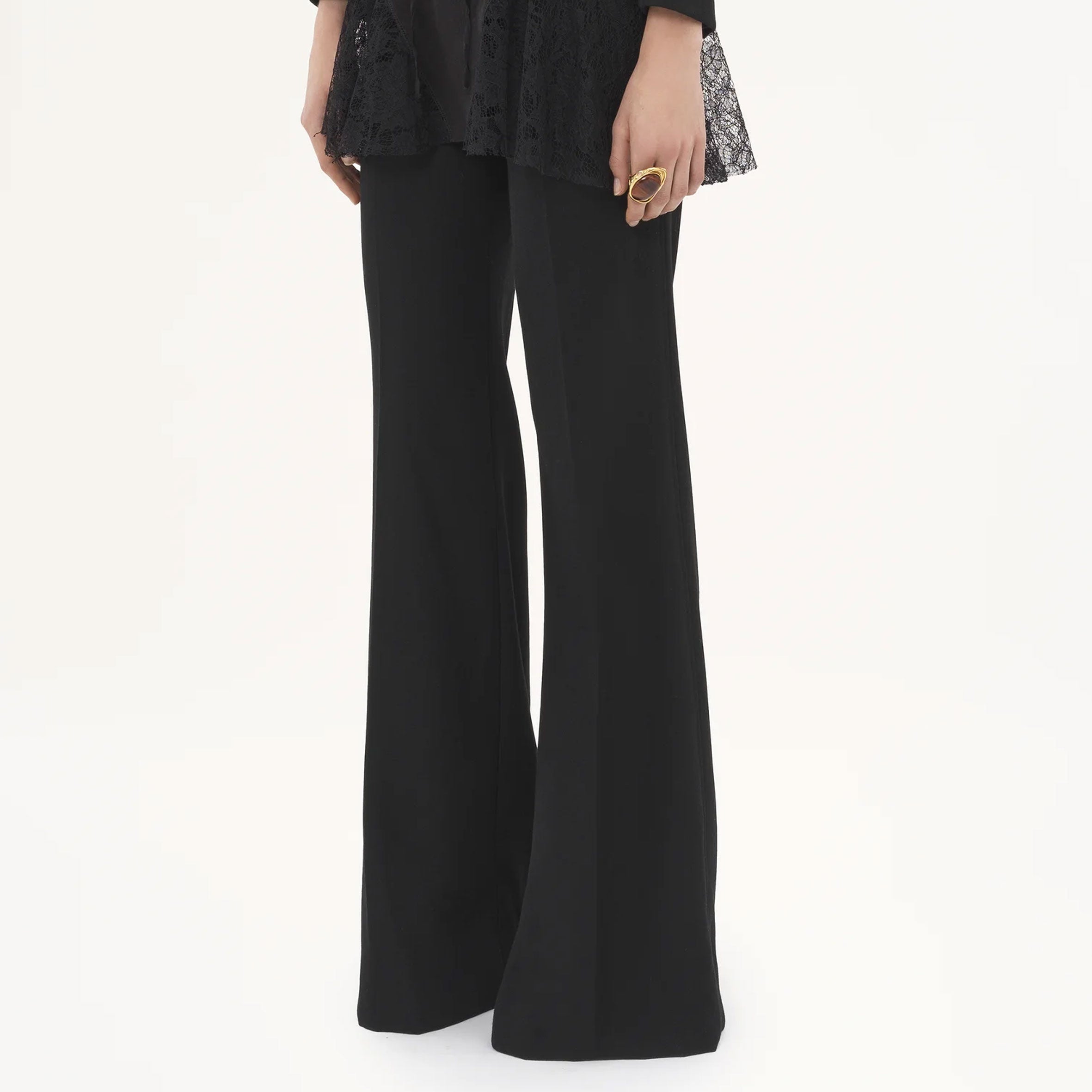 Stylish Flared Tailored Trousers for Women - Classic Black High Waist Pants | Perfect for Office, Casual Wear & Evening Outfits