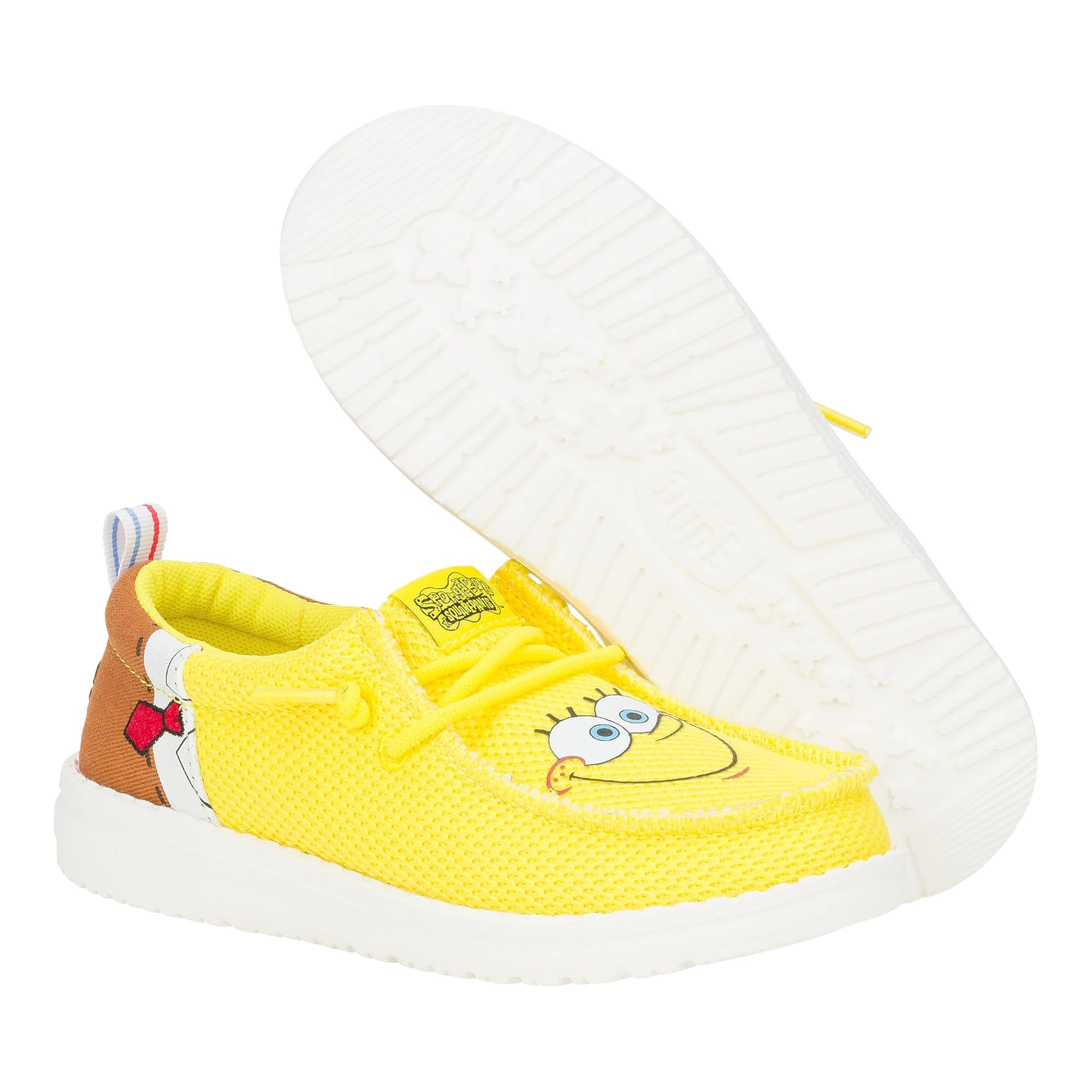 Hey Dude Boys Wally Funk Spongebob Slip-On Shoes - Lightweight Comfortable Sneakers for Kids & Little Big Kids - Perfect for School, Play & Everyday Wear