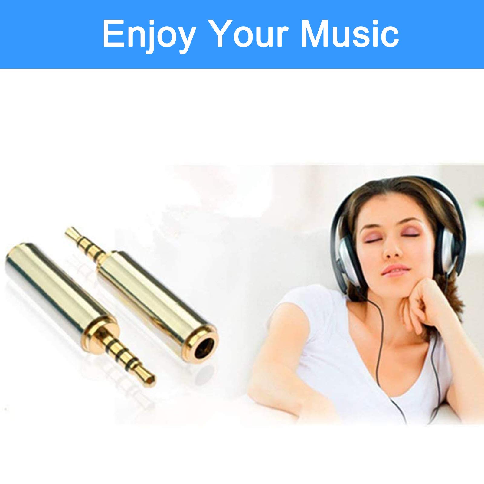 4 Pack 2.5mm Male to 3.5mm Female Gold Plated Audio Adapter - Stereo Headphone Jack Converter with MIC Support for Earphones, Headphones, Speakers & Recording Devices - Perfect for Music Lovers, DJs & Studio Use