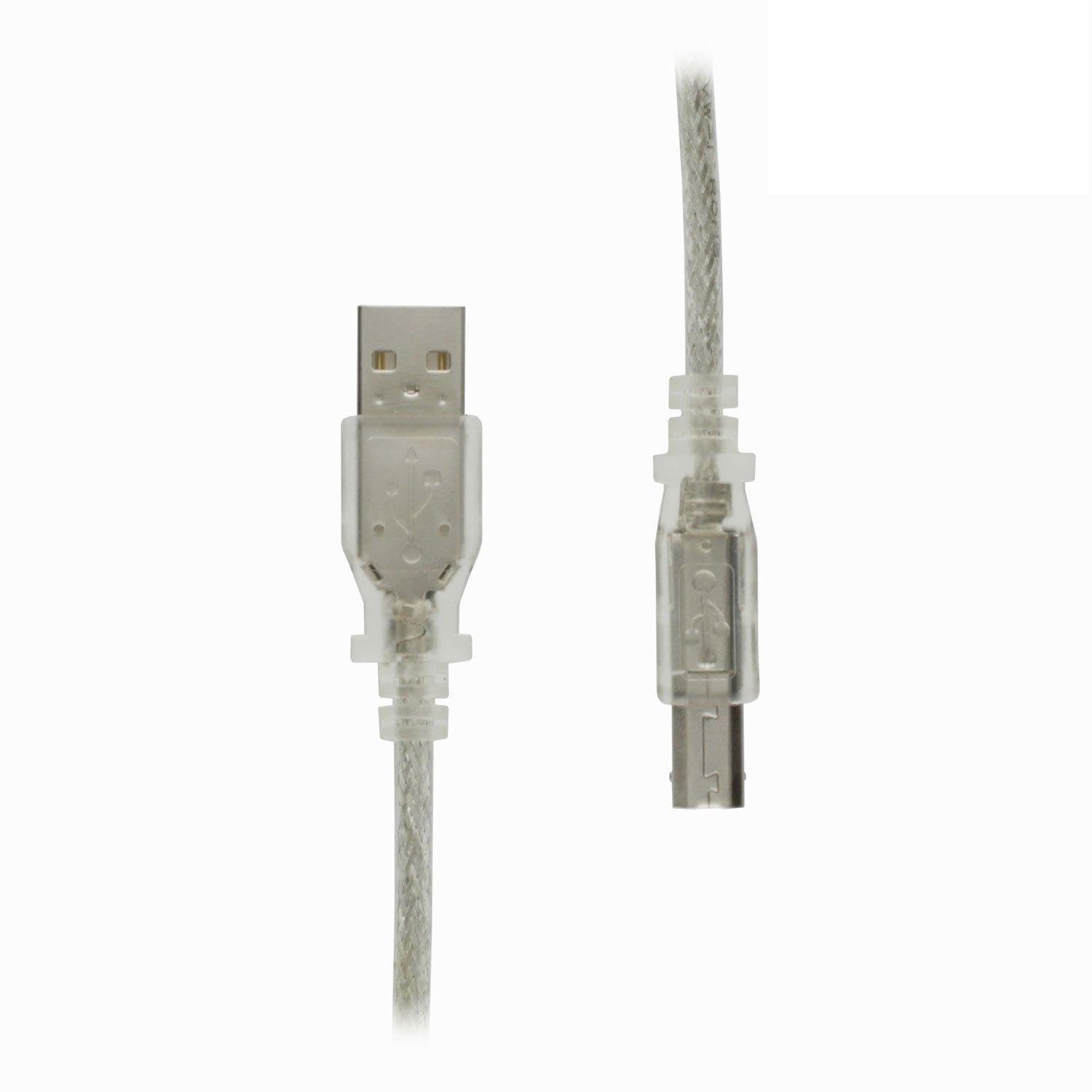 High-Speed USB 2.0 Printer Cable (6ft/1.8m) - A-Male to B-Male 2-Pack for Printers, Scanners & External Hard Drives - Durable & Clear Translucent Design for Office & Home Use