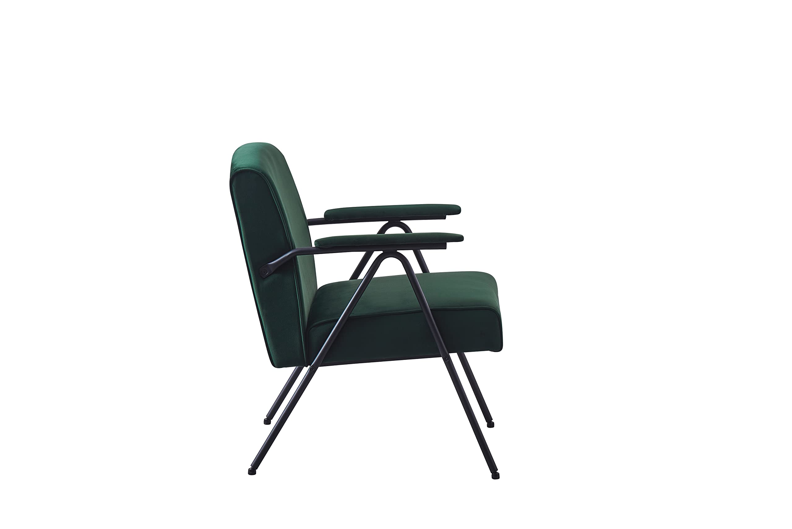 Yoluckea Mid-Century Modern Leisure Chair - Metal Frame Armrest & Feet, Accent Sofa for Living Room & Bedroom - Green | Perfect for Reading Nook, Lounge Area & Small Space Decor