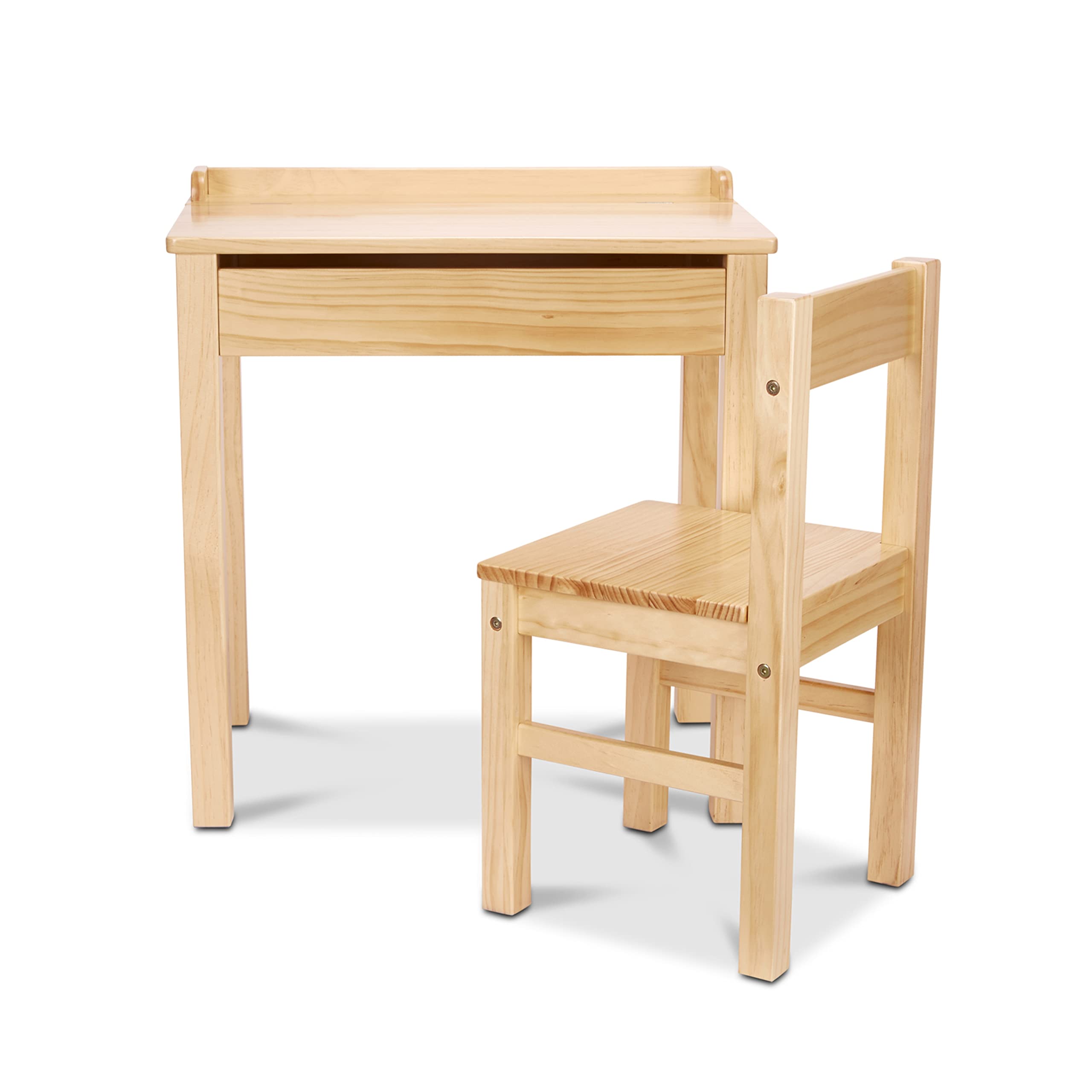 Melissa & Doug Wooden Lift-Top Desk & Chair Set - Natural Honey Finish - Kids Study Desk with Storage for Home & School Learning Activities