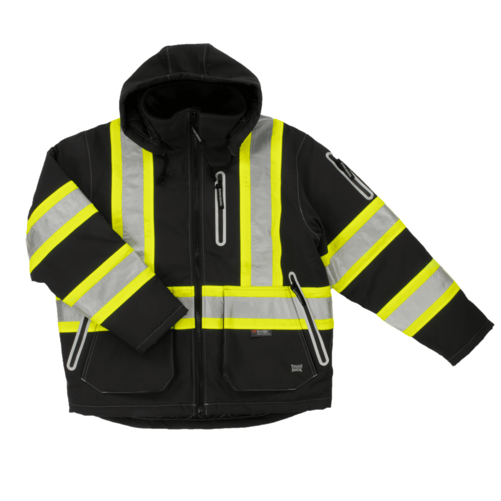 Tough Duck Flex Safety Jacket SJ40 - High Visibility Work Jacket for Construction & Outdoor Safety | Durable Reflective Workwear for Men