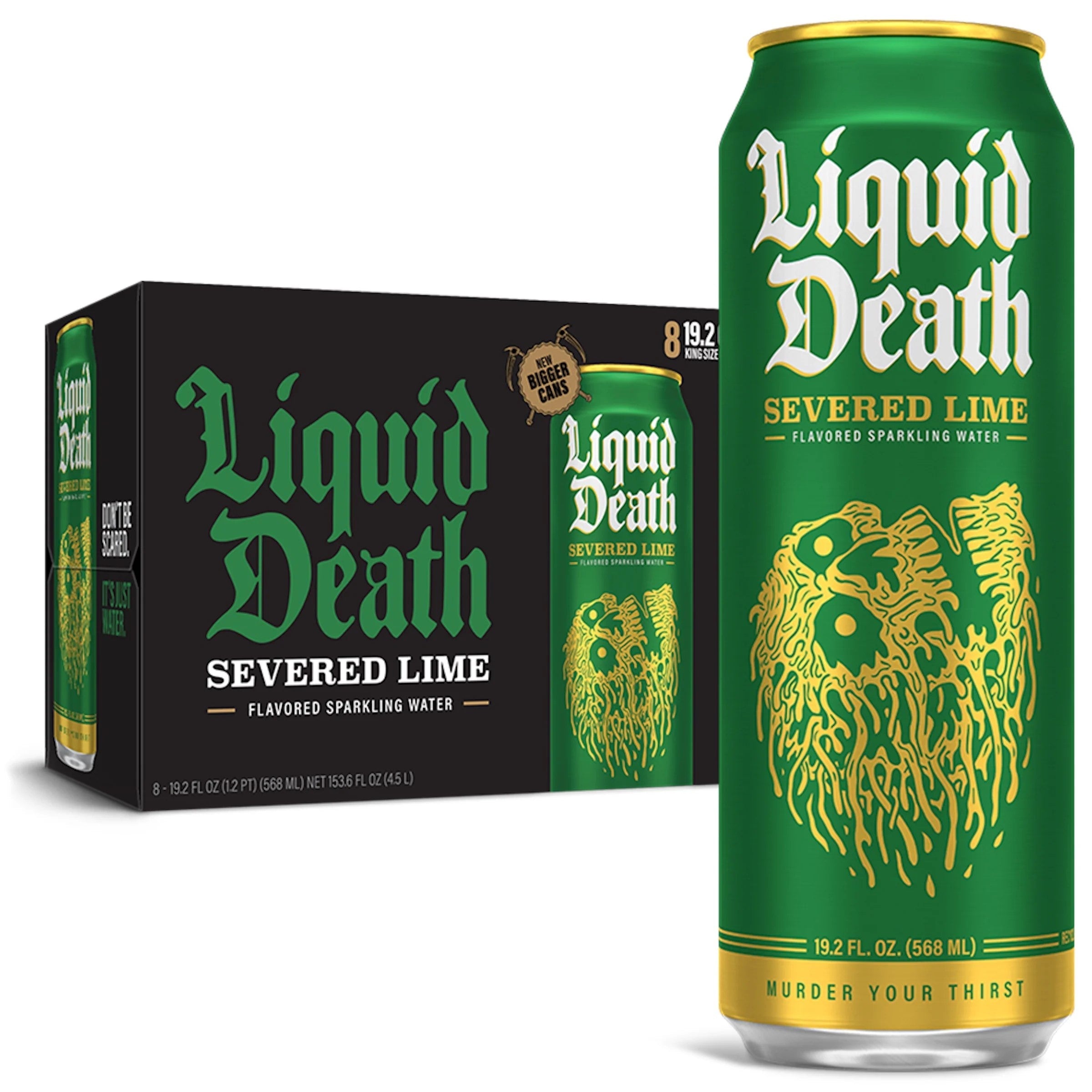 Liquid Death Green Iced Tea - 19.2oz Cans (8-Pack) | Refreshing Unsweetened Tea for Gym, Office & Outdoor Adventures