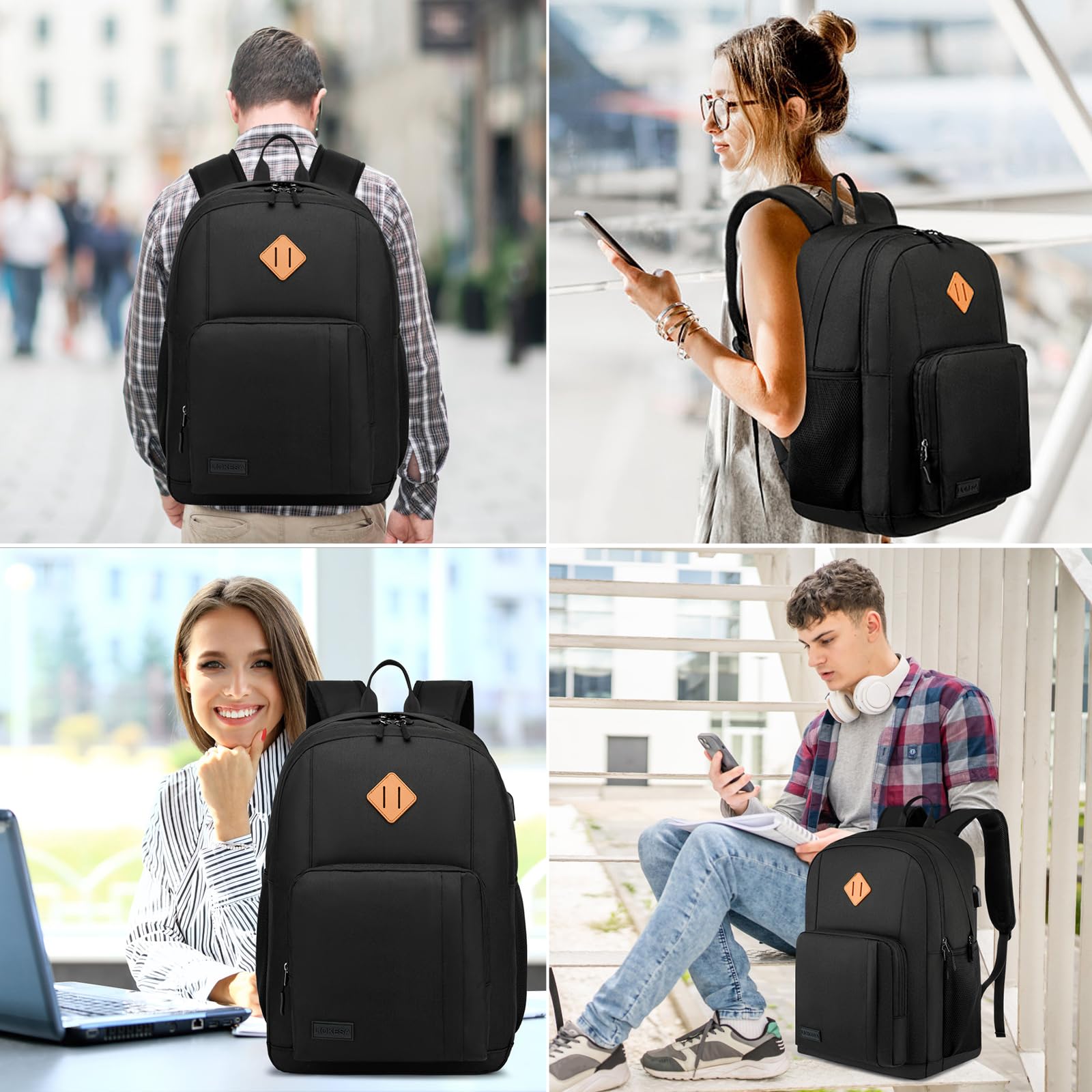 Lightweight Water Resistant Laptop Backpack with USB Charger - Durable Travel & School Backpack for Men, Women, Teens - Perfect for College, Commuting & Outdoor Adventures