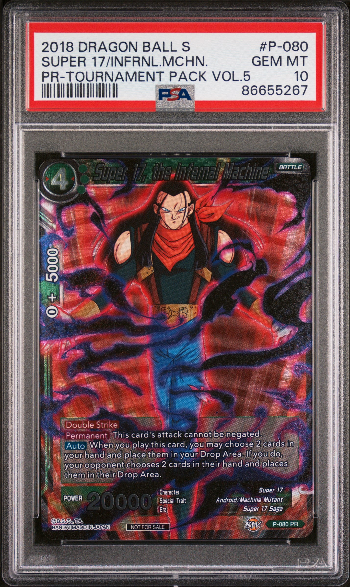 2018 Dragon Ball Super Super 17 Infernal Machine #P080 PSA 10 Graded Card - Perfect for Collectors, Anime Fans & Dragon Ball Z Memorabilia Displays