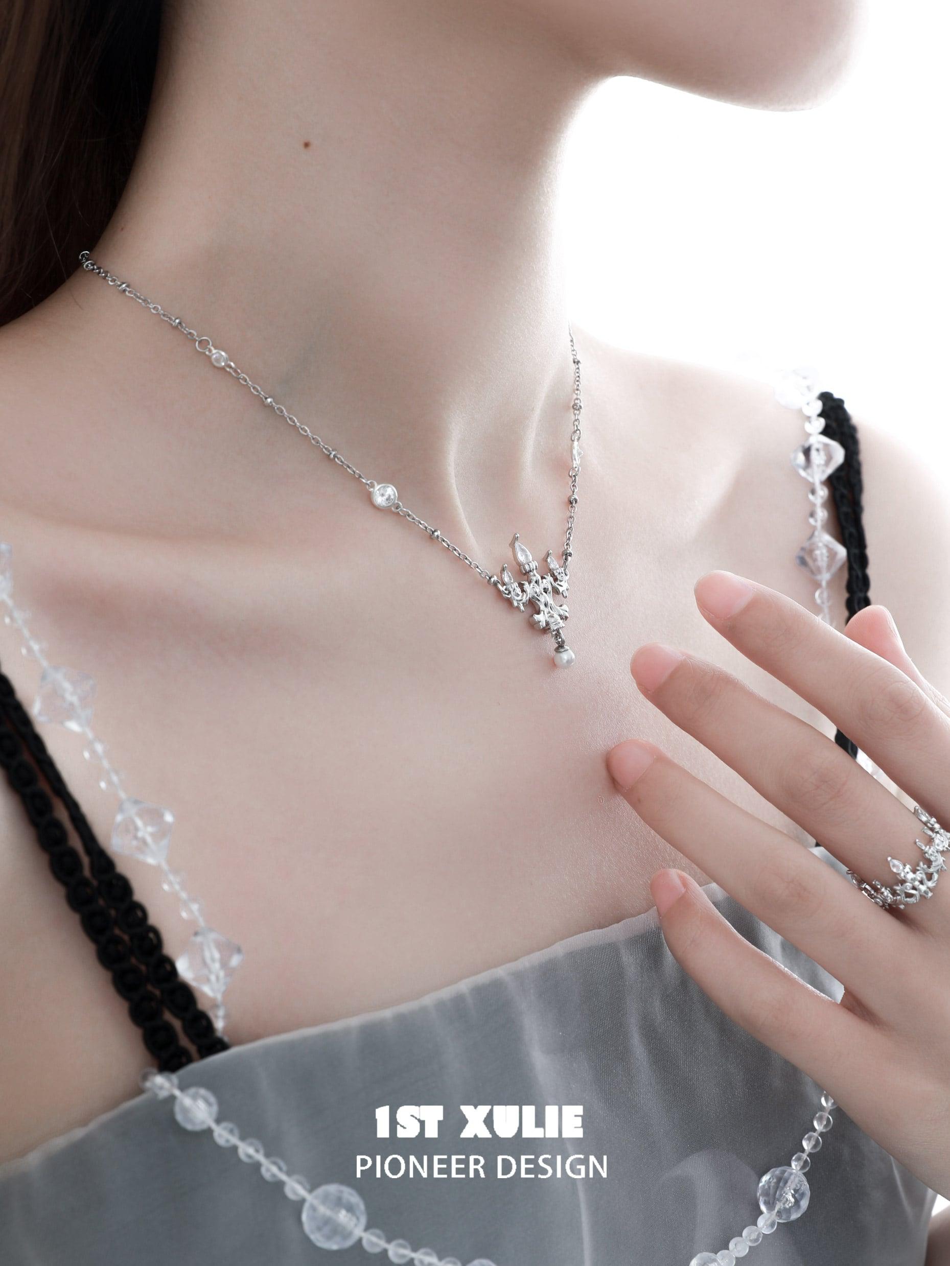 Crystal Palace S925 Sterling Silver Chandelier Necklace - Elegant Crystal Pendant for Women, Gift for Her, Perfect for Parties & Weddings
