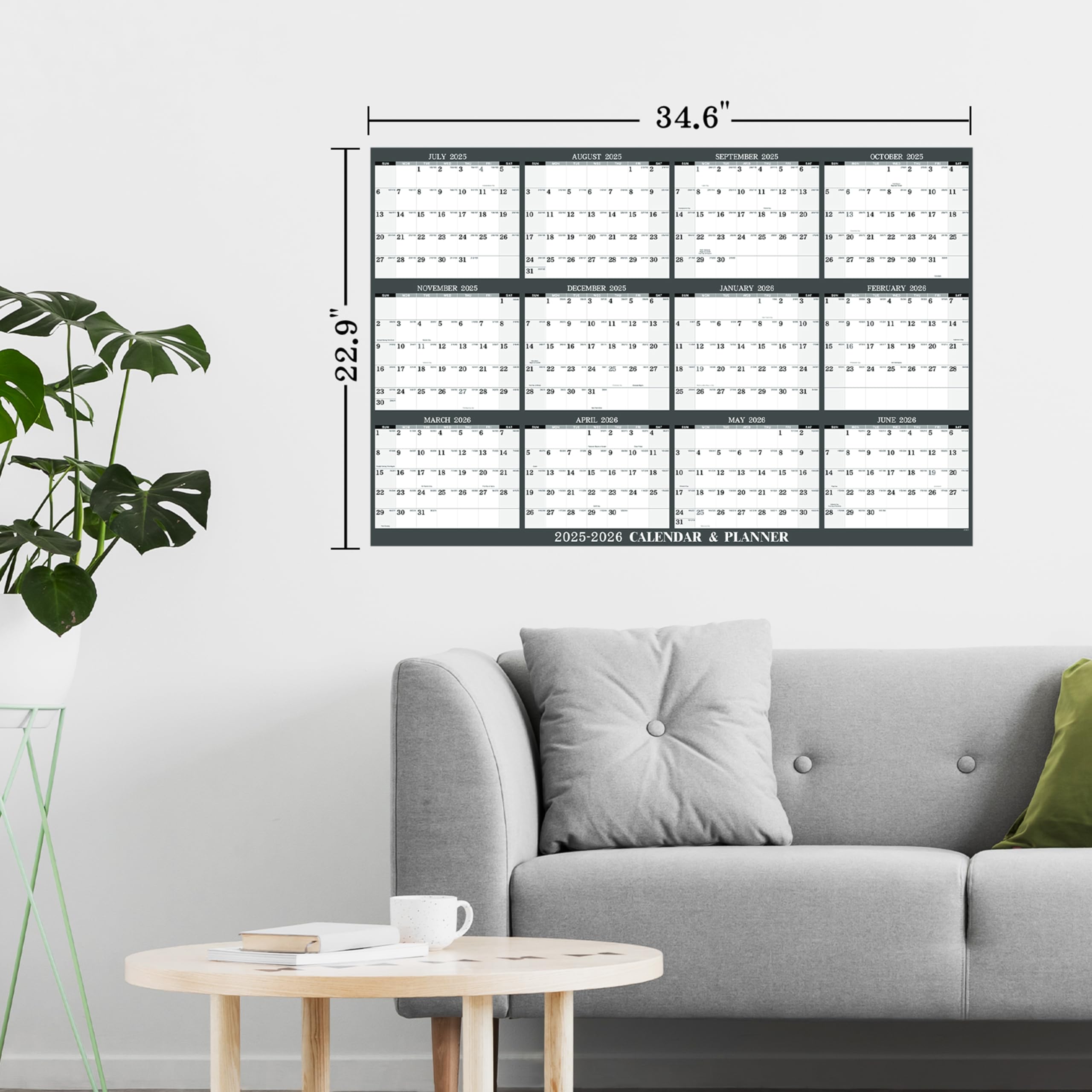2025-2026 Dry Erase Wall Calendar - Large 34.6
