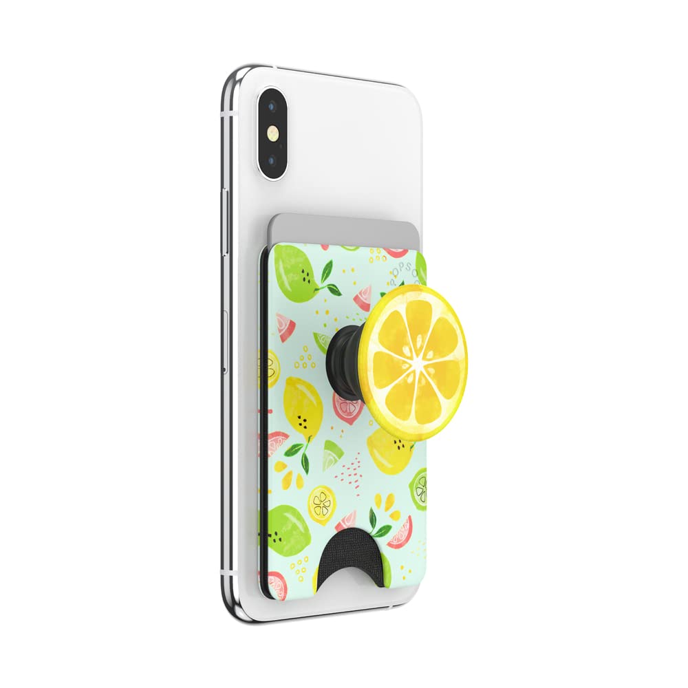 PopSockets Expanding Phone Grip with Card Holder - Slim Phone Wallet for Cash & Cards (Fruit Salad Design) | Perfect for Hands-Free Use, Commuting & Travel Accessories