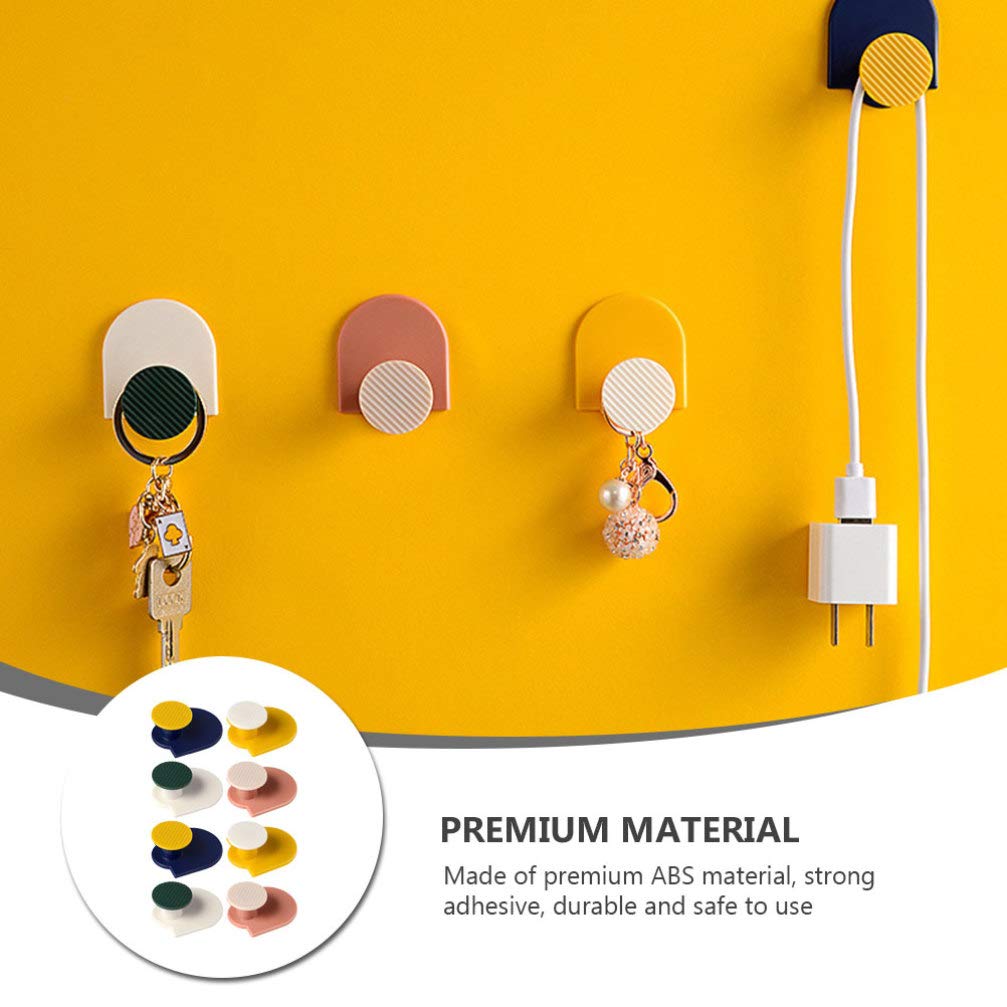 8-Pack Adhesive Wall Hooks - Heavy Duty Sticky Hooks for Bathroom, Kitchen, Bedroom - No Drill Damage-Free Hanging Solution for Coats, Towels, Robes & Home Decor