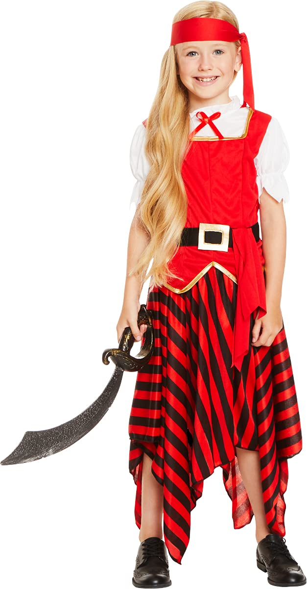 Seven Seas Pirate Swashbuckler Girl's Costume - Kids Pirate Dress Up Outfit for Halloween & Cosplay - Perfect for Themed Parties & Adventure Play