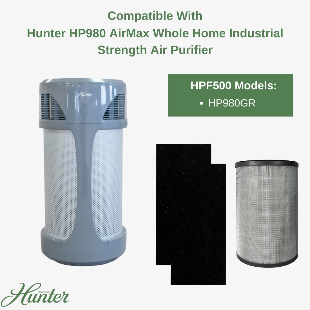 Hunter Fan Company H-HF980-VP Replacement Air Purifier Value Pack - 3-Piece HEPA Filter Set for Hunter HP980 | Cleaner Air for Home, Office & Bedroom