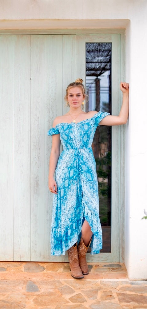 Karen Dress Blue - Elegant Women's Casual Dress for Summer, Office & Party Wear | Lightweight & Comfortable
