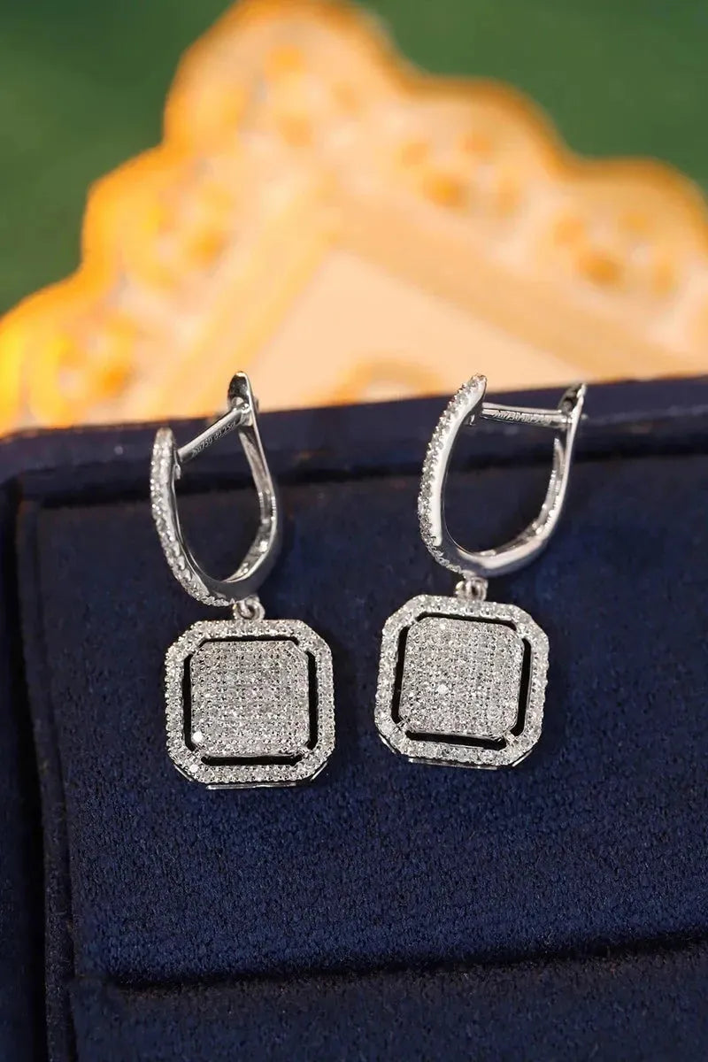 18K White Gold 0.50 Carat Natural Diamond Hoop Earrings for Women - Square Wedding Jewelry Set, Perfect for Bridal, Anniversary & Special Occasion Gifts