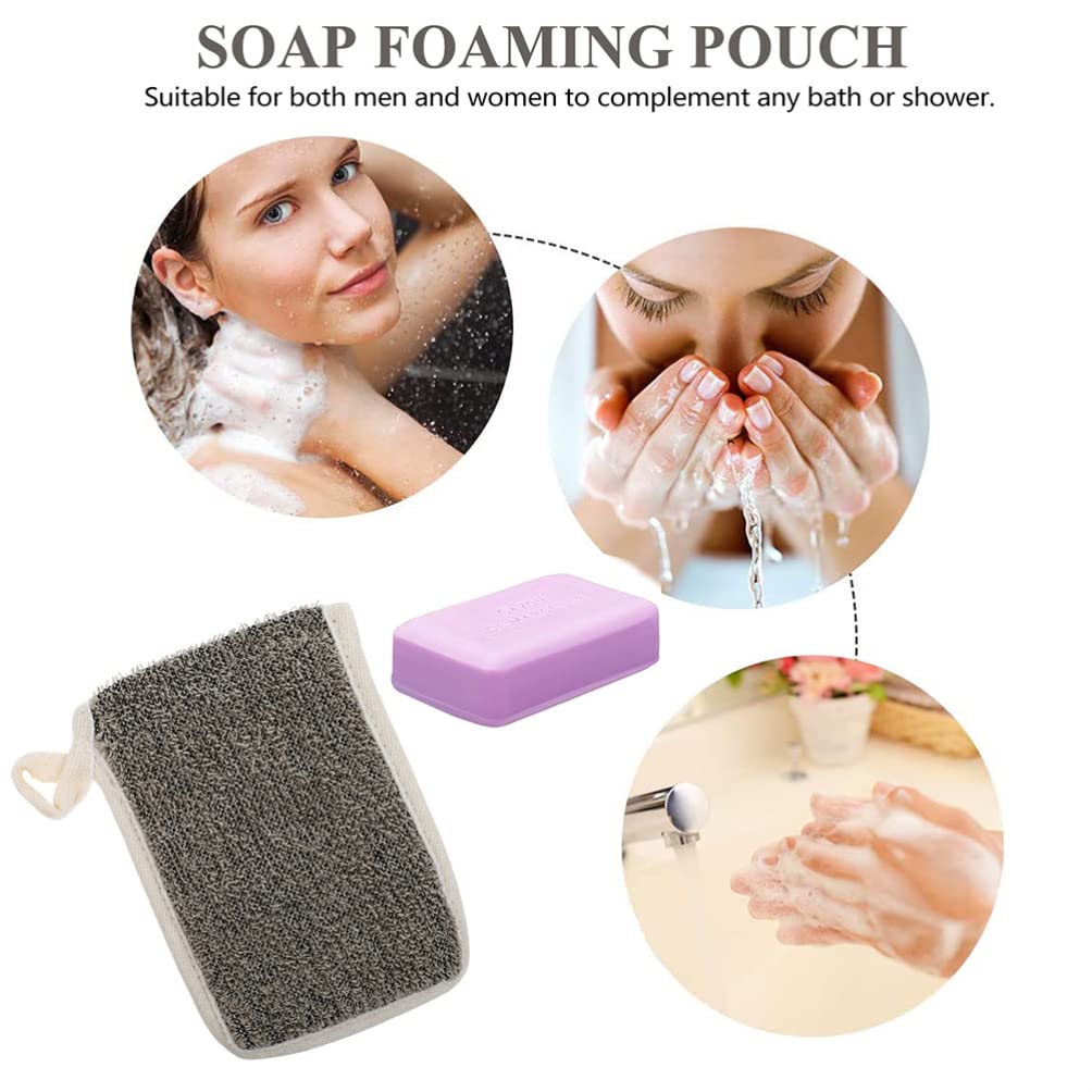 5-Pack Black Linen Soap Bags - Reusable Foaming Soap Pouches for Face & Body Wash, Exfoliating Mesh Scrubber for Bar Soap, Eco-Friendly Soap Savers (Great for Travel, Gym & Daily Skincare Routine)
