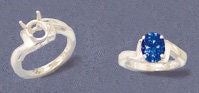 Solid Sterling Silver or 14kt Gold 9x7mm Oval Swirl L-Shank Ring Setting - Size 7 (163822/143822) - Perfect for Engagement Rings, Wedding Bands & Jewelry Making