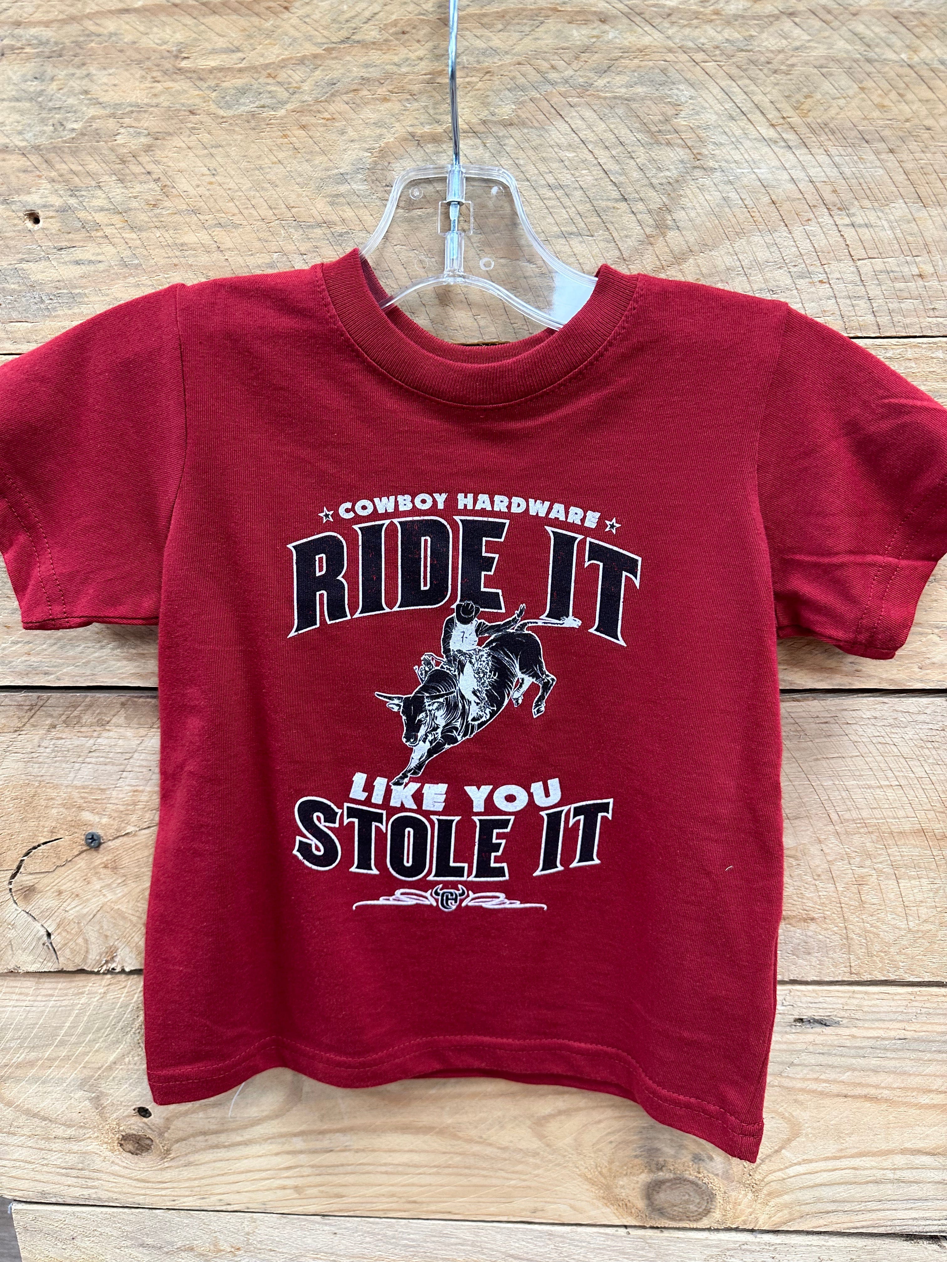 Boys 'Ride It Like You Stole It' Red Graphic T-Shirt - Cool Casual Tee for Skateboarding, Streetwear & Everyday Wear