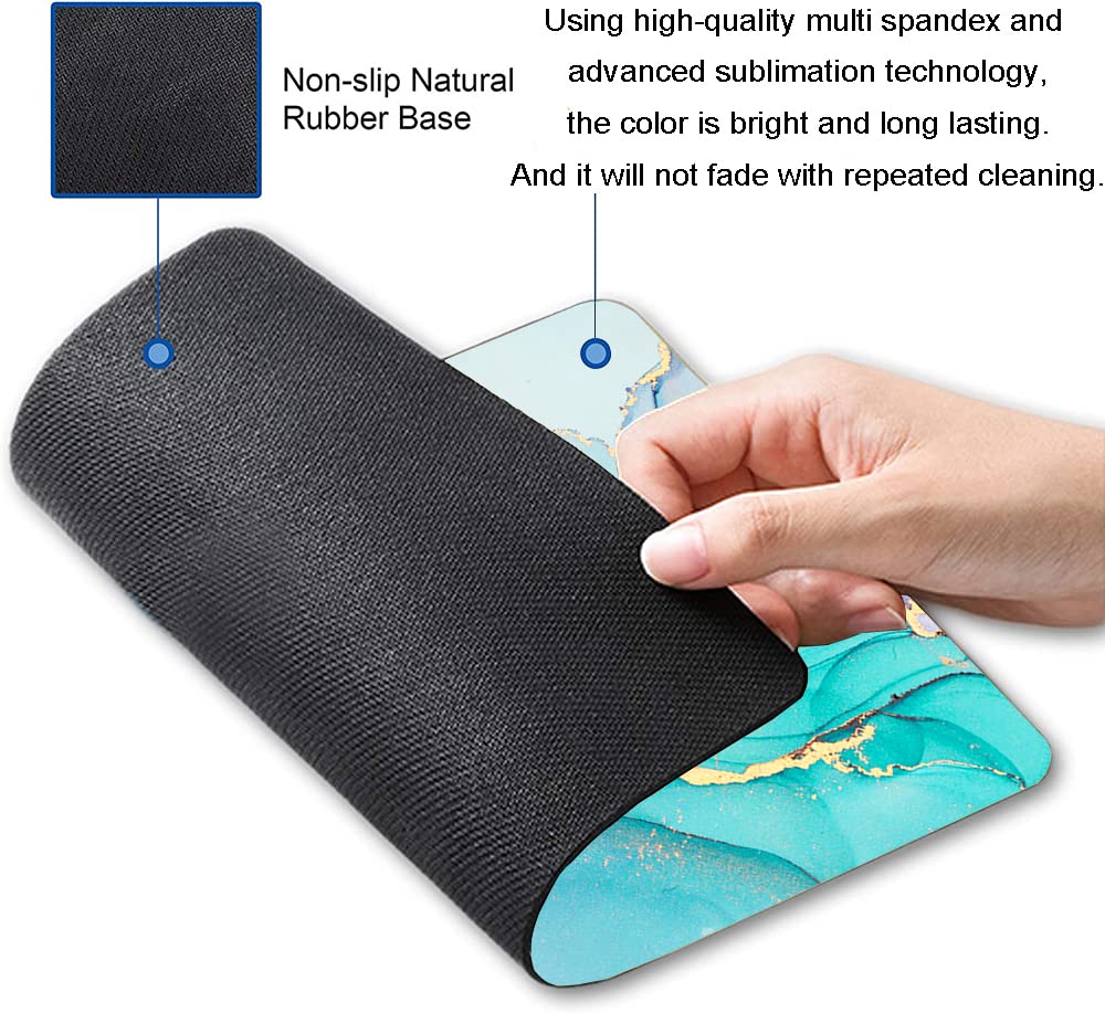 Cyan Blue Marble Mouse Pad - Non-Slip Rubber Base Washable Square Cloth Mousepad for Office, Laptop & Computer Desk | Perfect for Gaming, Work & Home Office Use