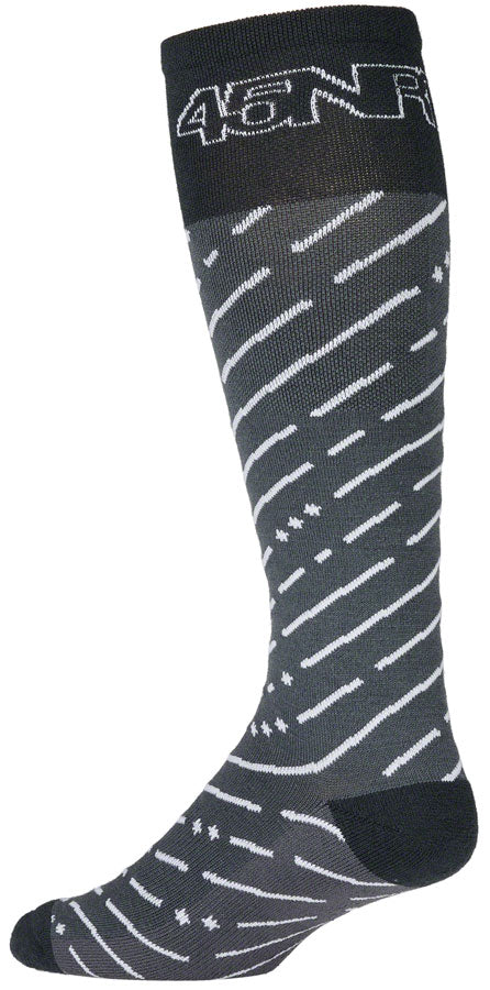 45NRTH Snow Band Midweight Knee High Wool Socks - Dark Gray/Dark Blue, Medium - Warm Winter Hiking & Snowboarding Socks for Cold Weather Outdoor Activities