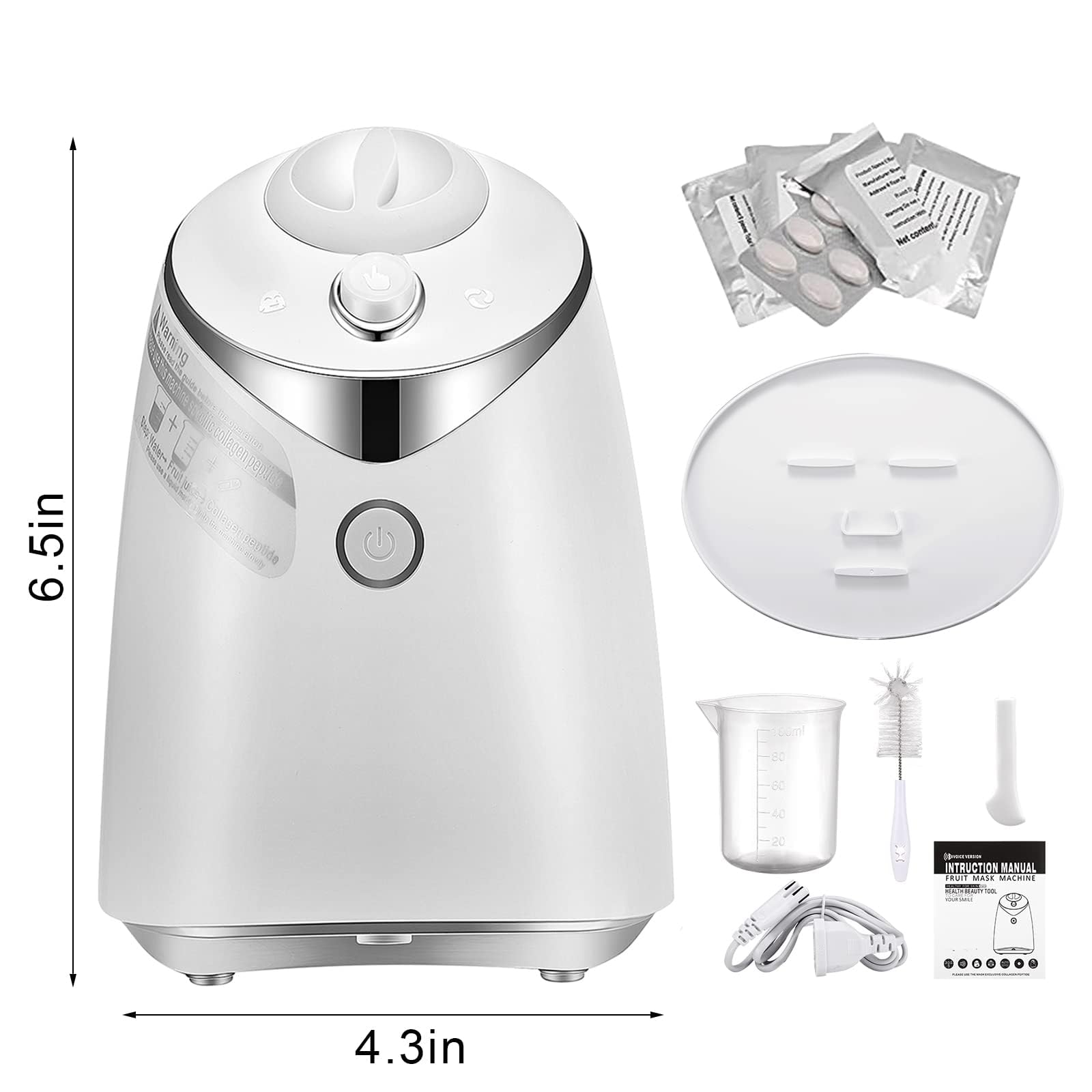 Smart Automatic Face Mask Maker Machine with 30 Collagen Pads - DIY Natural Fruit & Vegetable Facial Mask Maker with Voice Control & Auto Clean - 5 Minute Spa Skin Care Device for Home & Professional Use - Perfect for Relaxation, Beauty Salons & Personal Skincare Routines