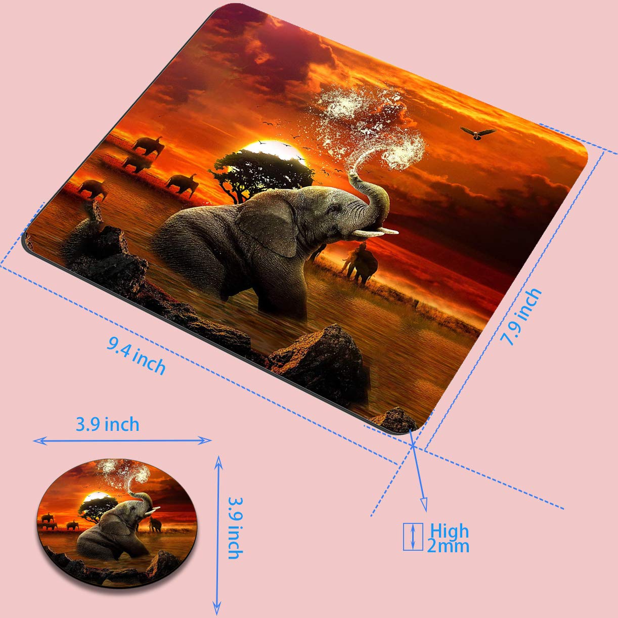 Gorzzt Gaming Mouse Pad with Elephant Design - Non-Slip Rubber Base, Large Extended Mouse Mat for PC, Laptop, Office & Gaming - Perfect for Esports, Work, and Home Computer Setup