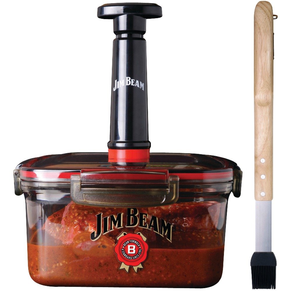Jim Beam Vacuum Seal Marinade Box - Airtight Food Storage Container for Meat, Vegetables & Meal Prep | Perfect for Sous Vide, Refrigerator & Freezer Organization