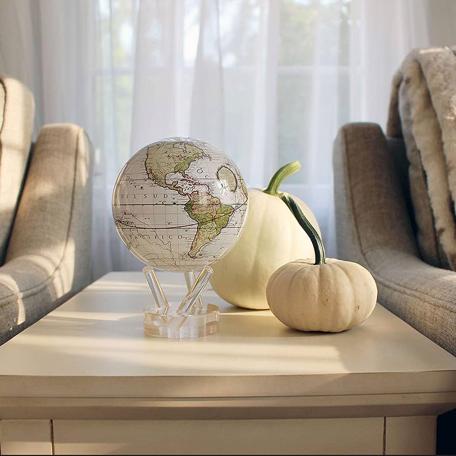 Antique White MOVA Globe - Rotating Decorative Earth Globe for Home & Office Decor, Gifts, and Educational Use