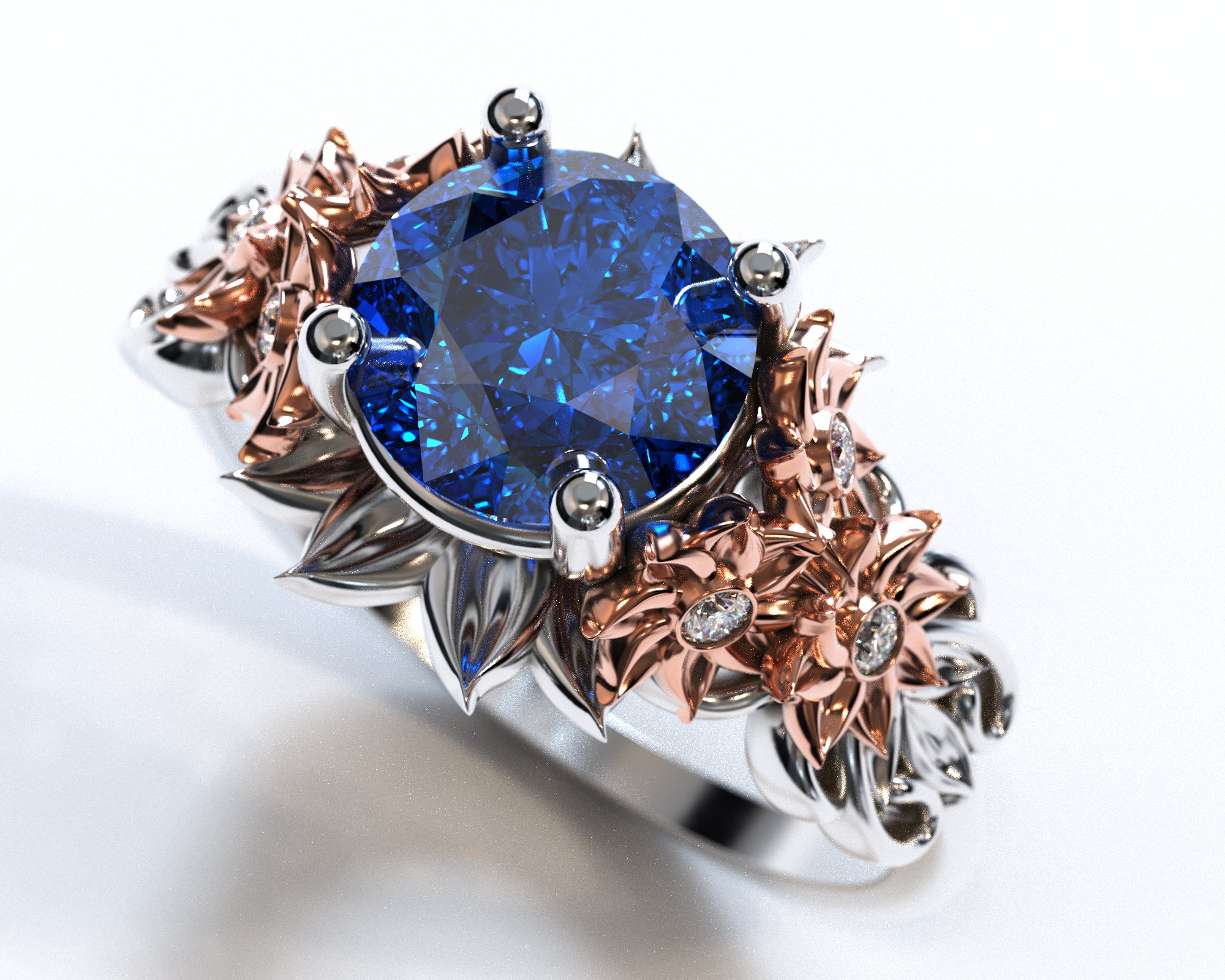 Elegant Sapphire Flower Engagement Ring for Women - Perfect for Proposals, Weddings & Anniversary Gifts